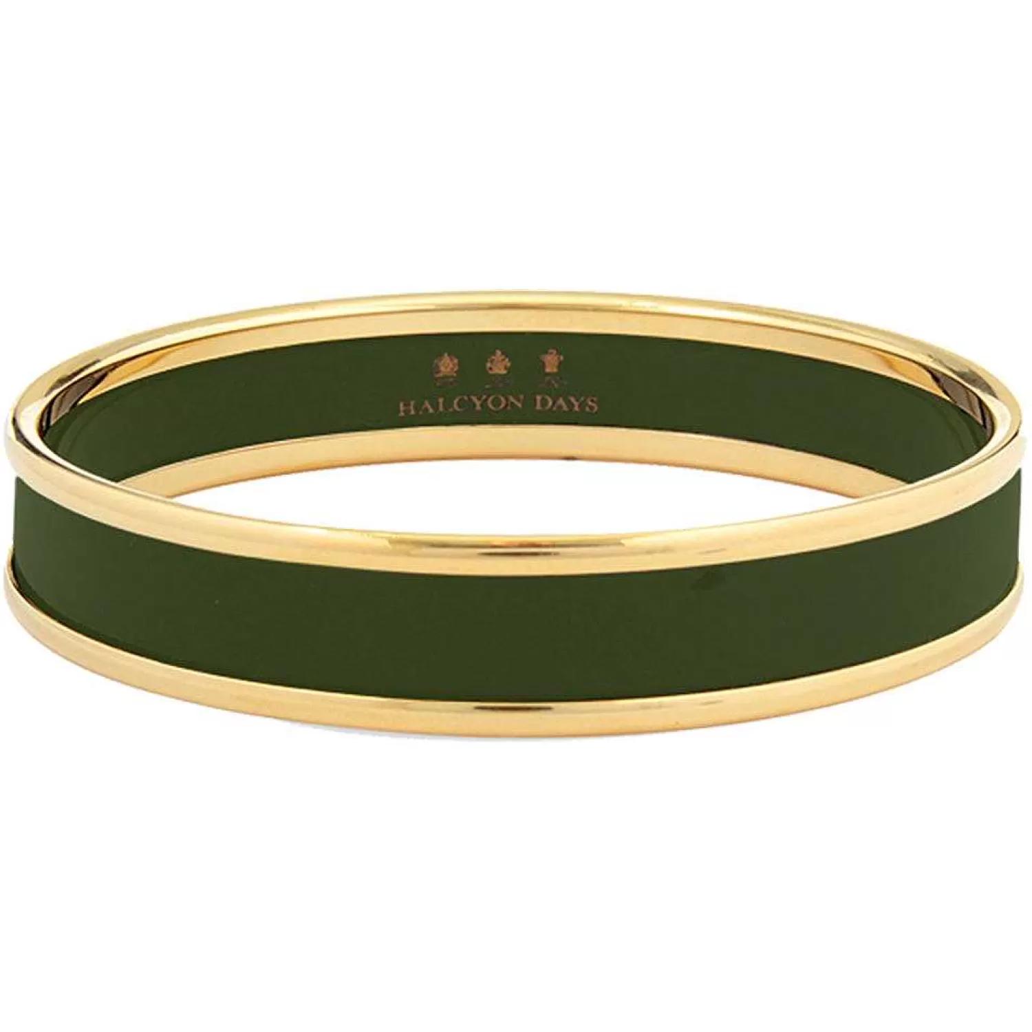Halcyon Days Enamel Bangle In Green & Gold | Fashion