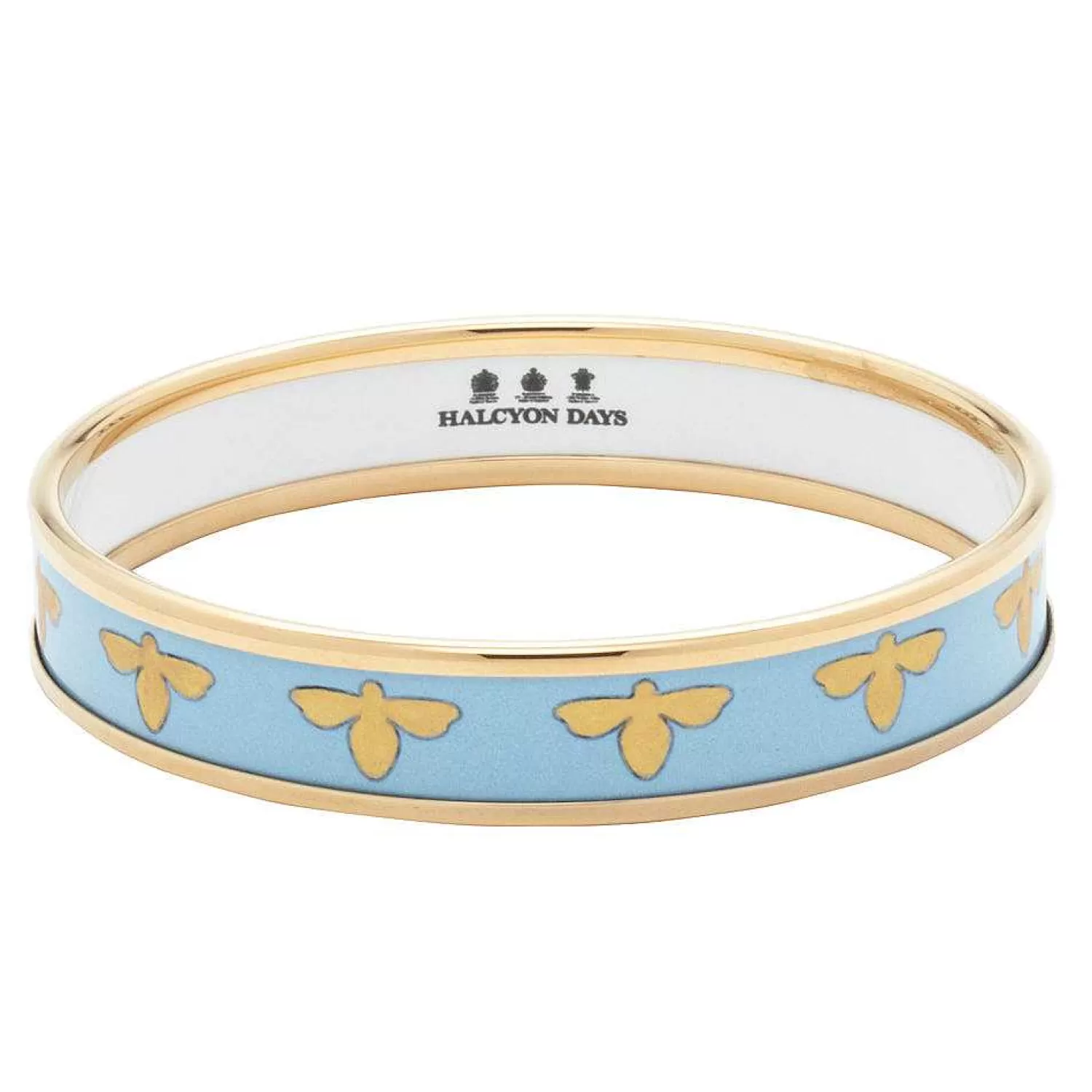 Halcyon Days Enamel Bee Bangle In Forget-Me-Not & Gold | Best Sale