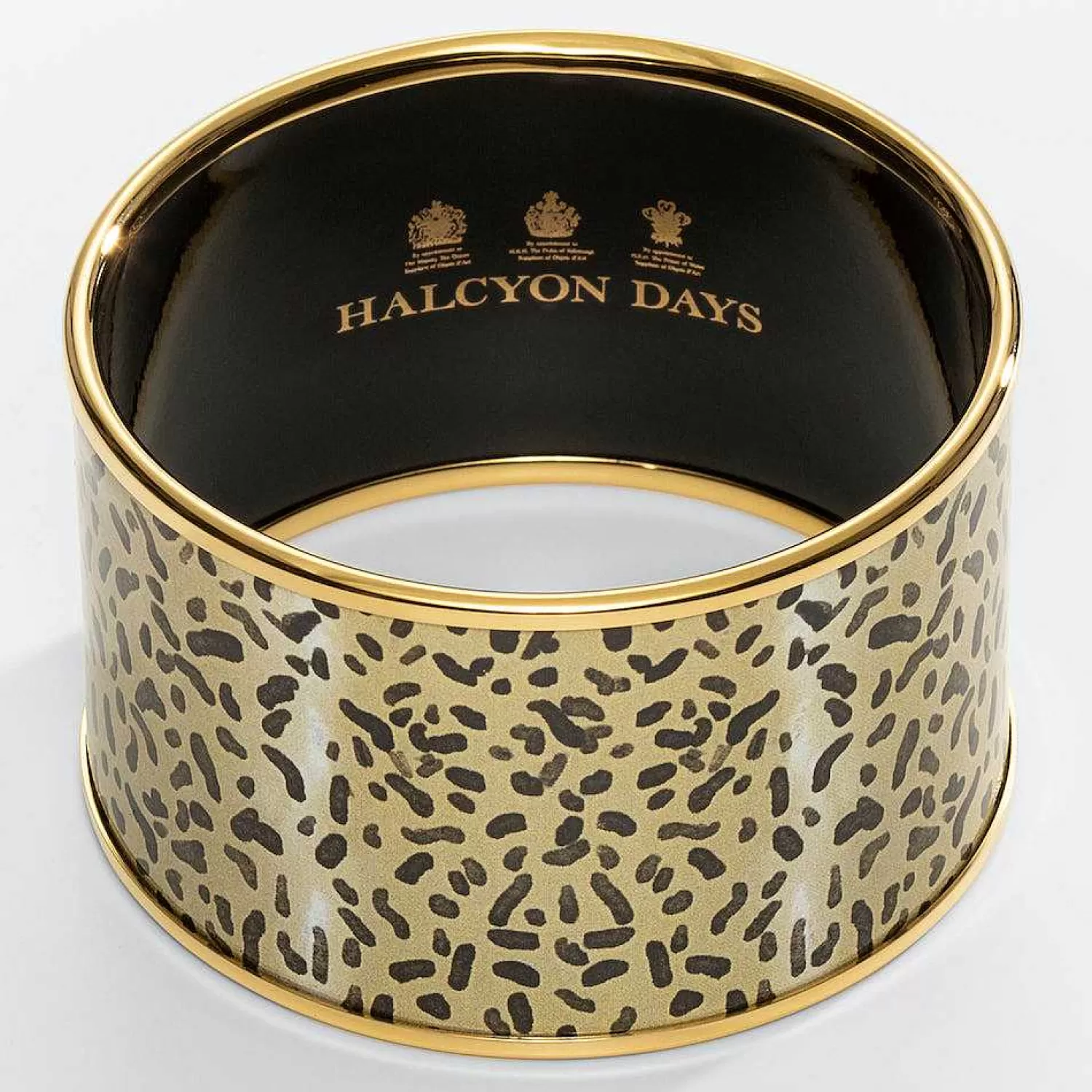 Halcyon Days Enamel Cuff Bangle In Leopard Print | New