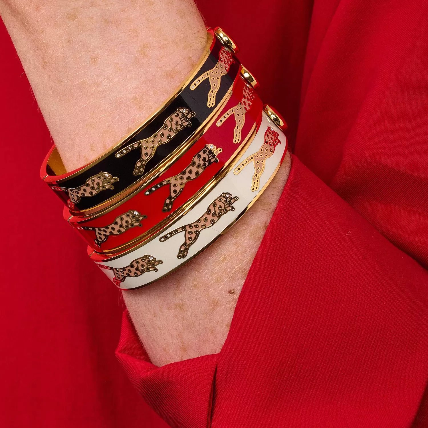 Halcyon Days Leopard Cobalt & Gold Bangle | Sale