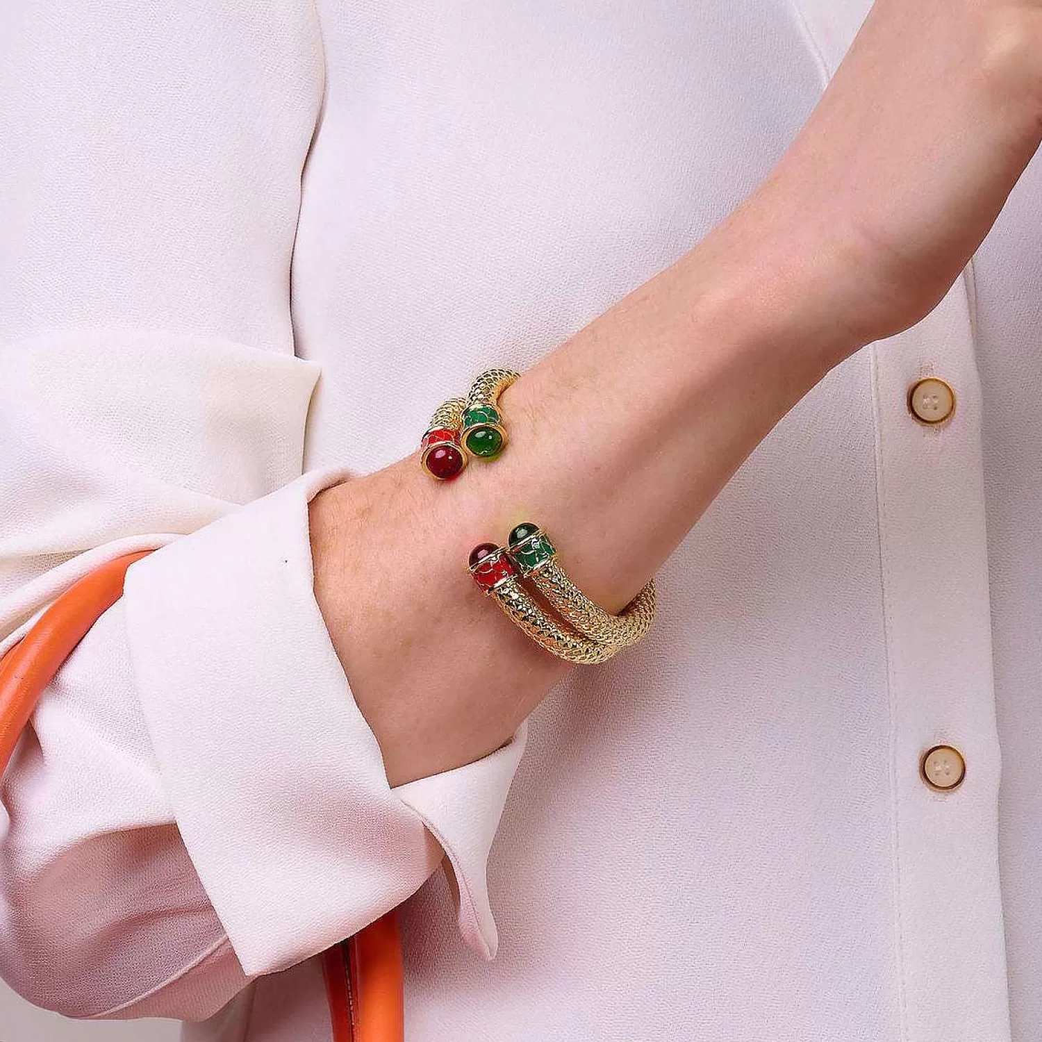 Halcyon Days Minoan Torque Emerald & Gold Bangle Best Sale