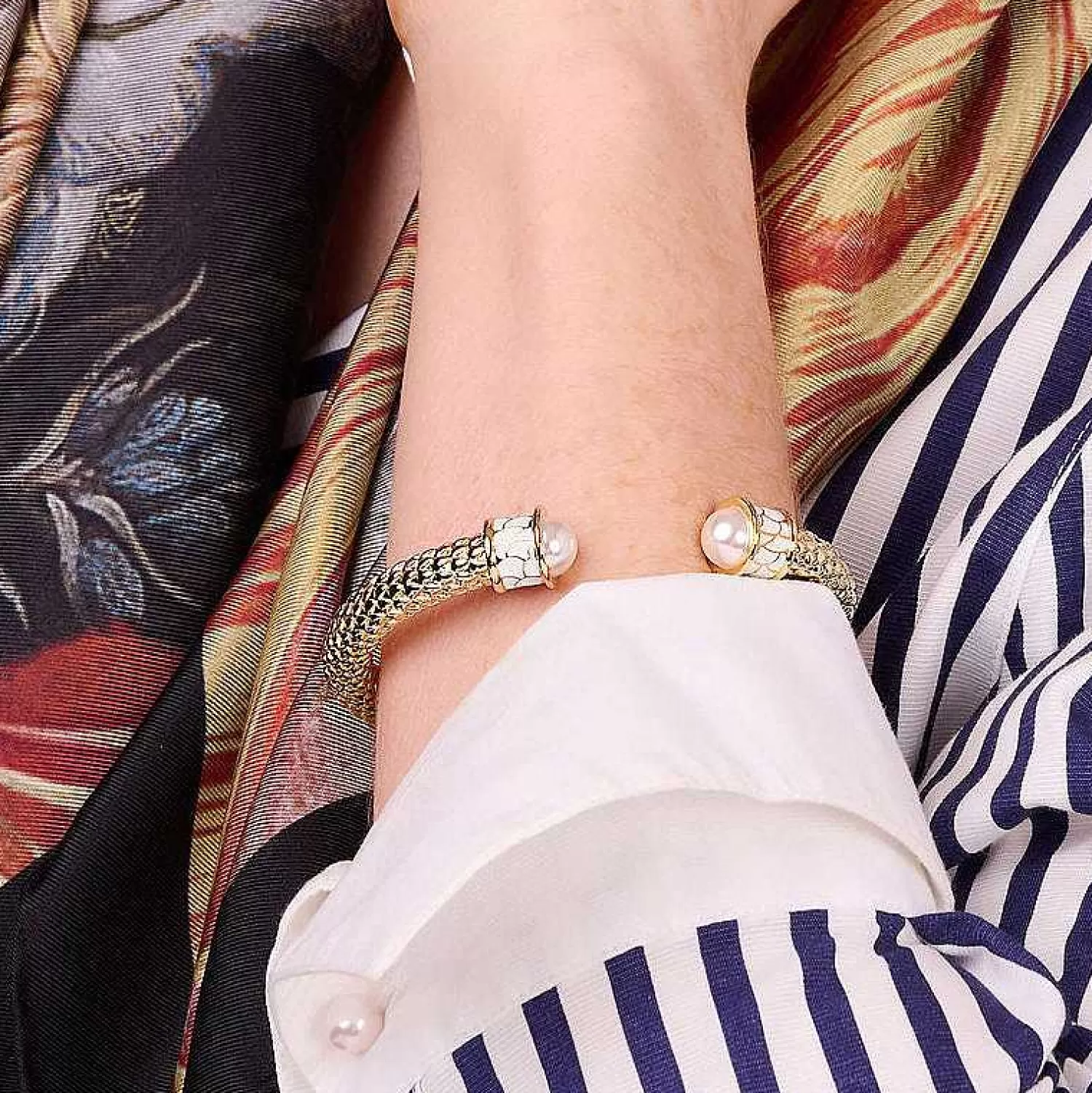 Halcyon Days Minoan Torque Pearl & Gold Bangle Online