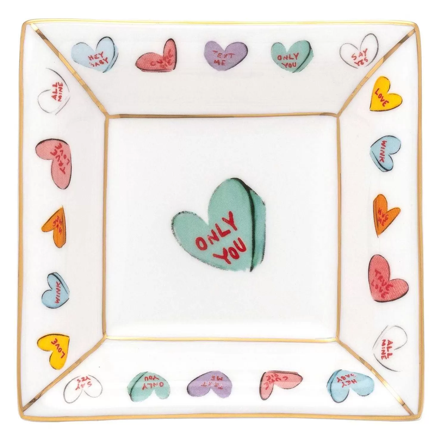 Halcyon Days Only You White Square Trinket Tray | New