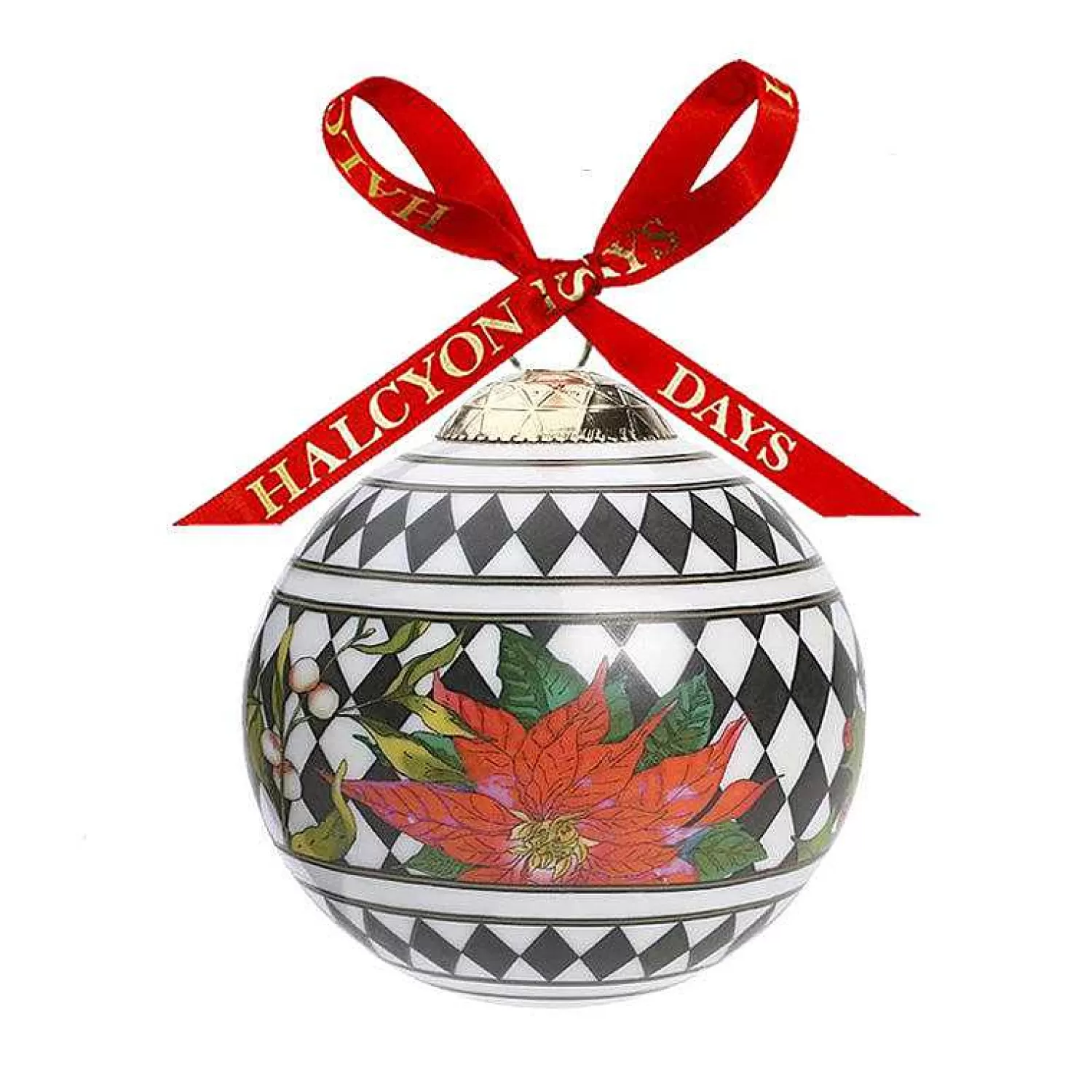 Halcyon Days Parterre Black With Poinsettia Bauble | Discount