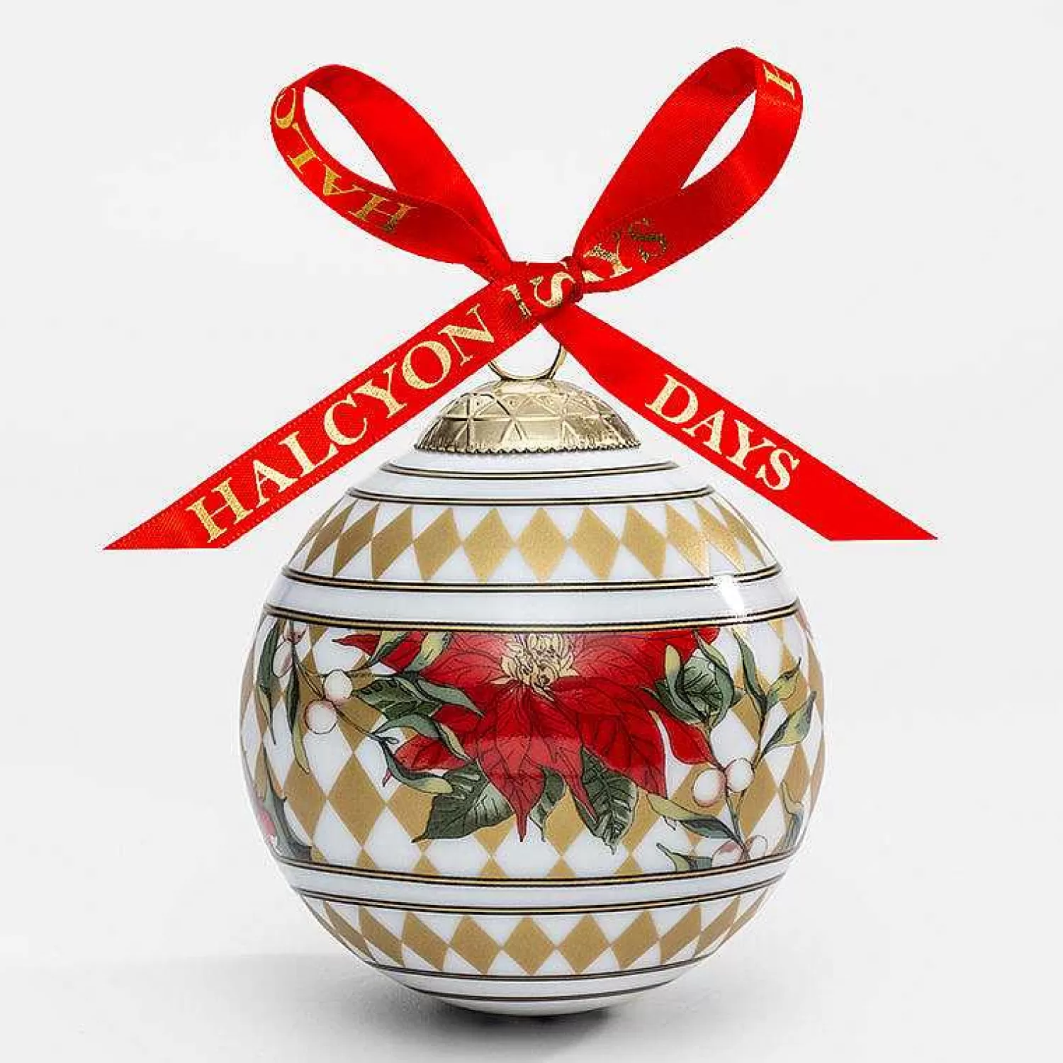 Halcyon Days Parterre Gold With Poinsettia Bauble | Flash Sale