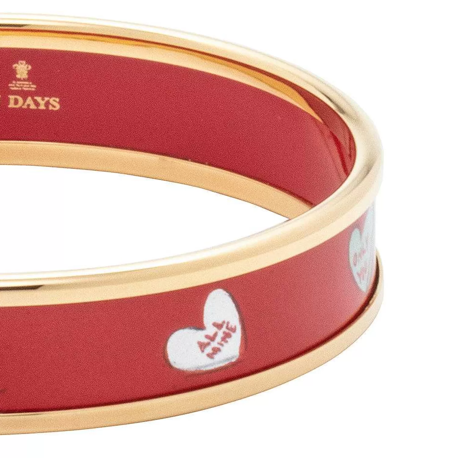 Halcyon Days Red & Gold Love Hearts Enamel Bangle | Flash Sale