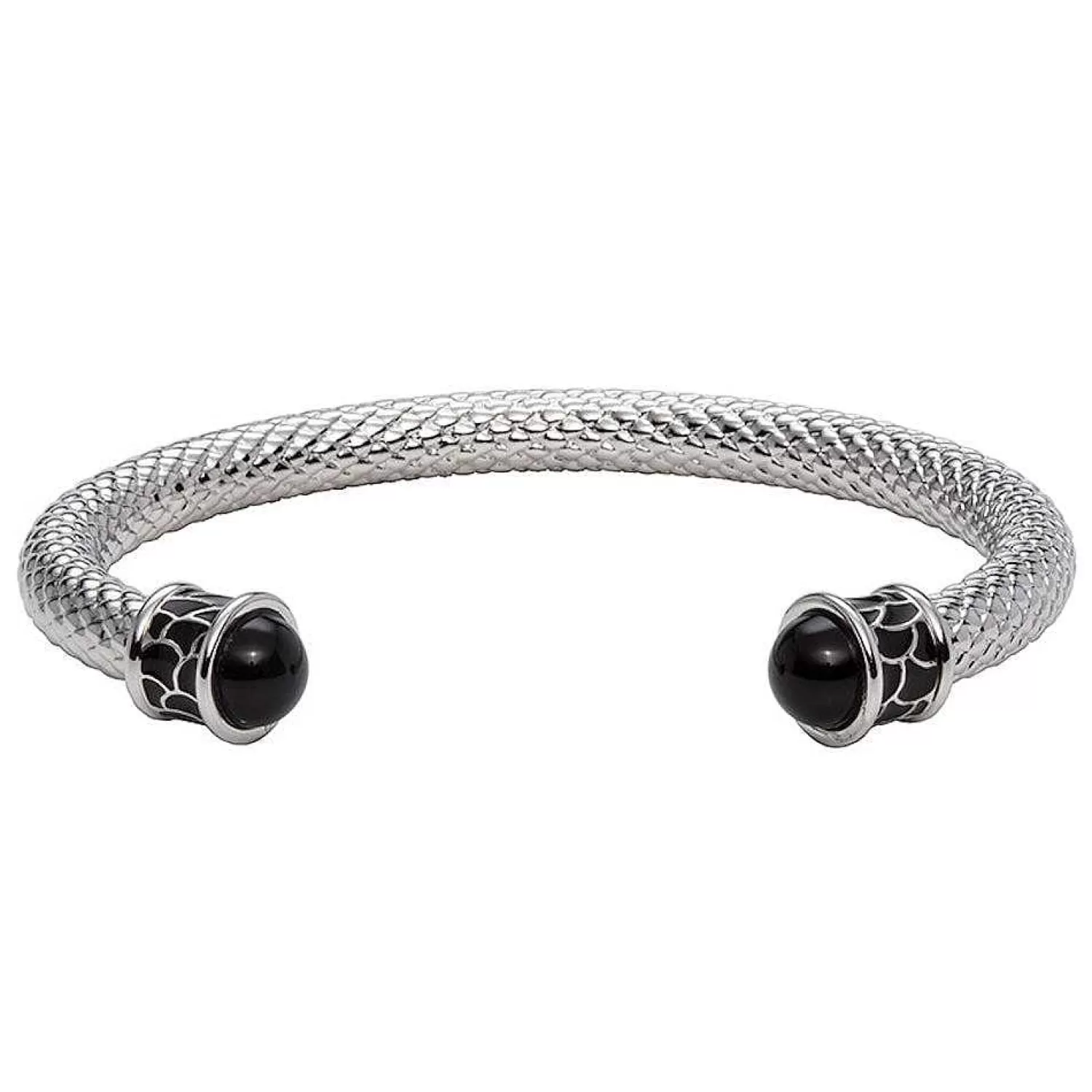 Halcyon Days Salamander Torque Black & Silver Bangle | Flash Sale