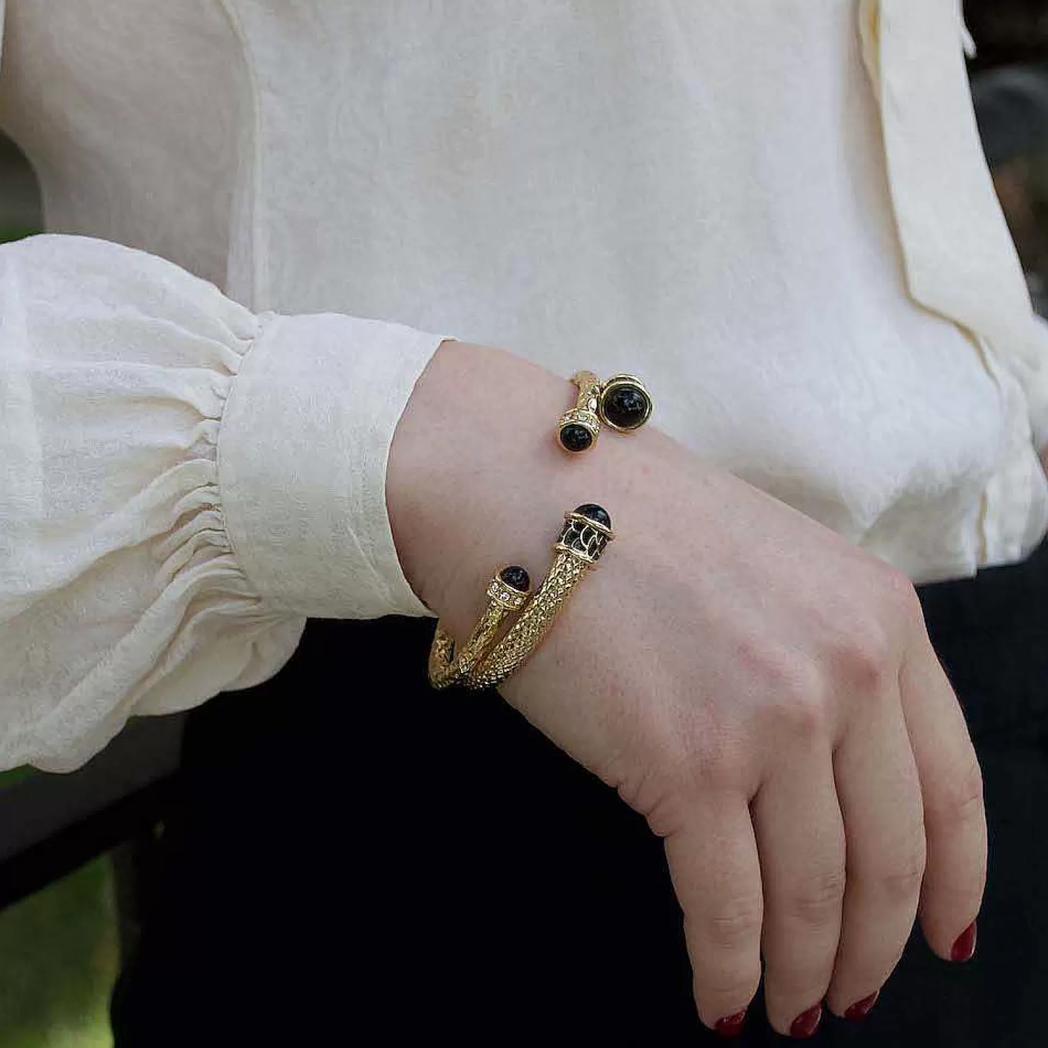 Halcyon Days Salamander Torque Black Gold Bangle | Discount