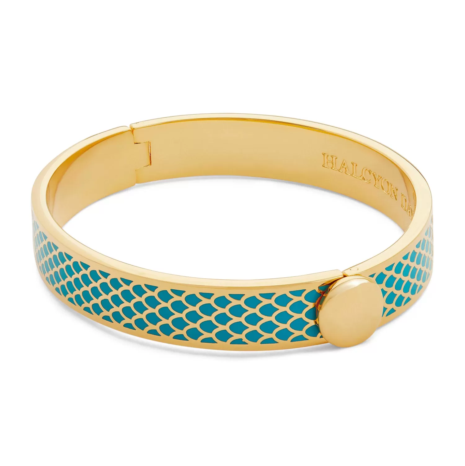 Halcyon Days Salamander Turquoise & Gold Hinged Enamel Bangle | Store