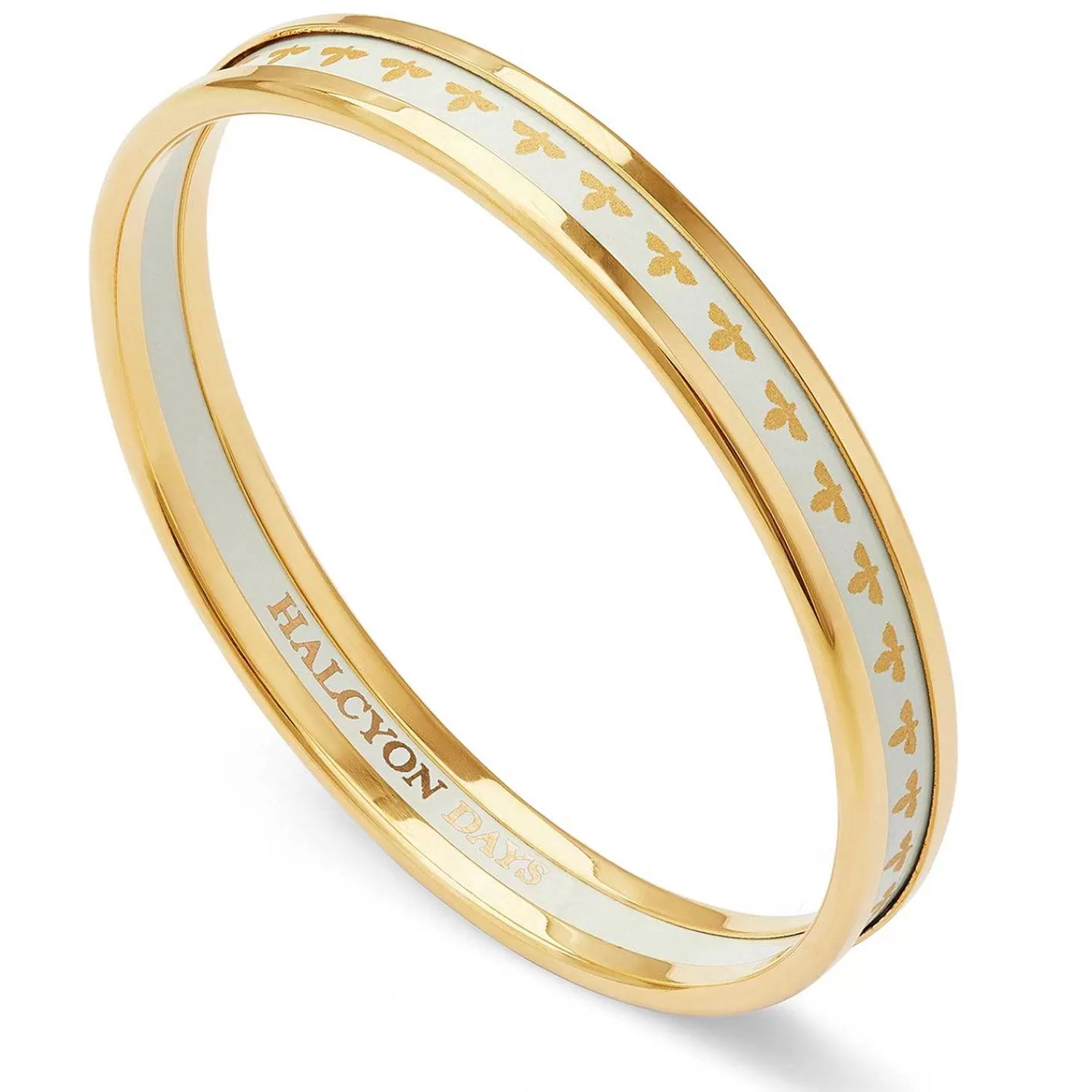 Halcyon Days Skinny Bee Cream & Gold Enamel Bangle | Outlet
