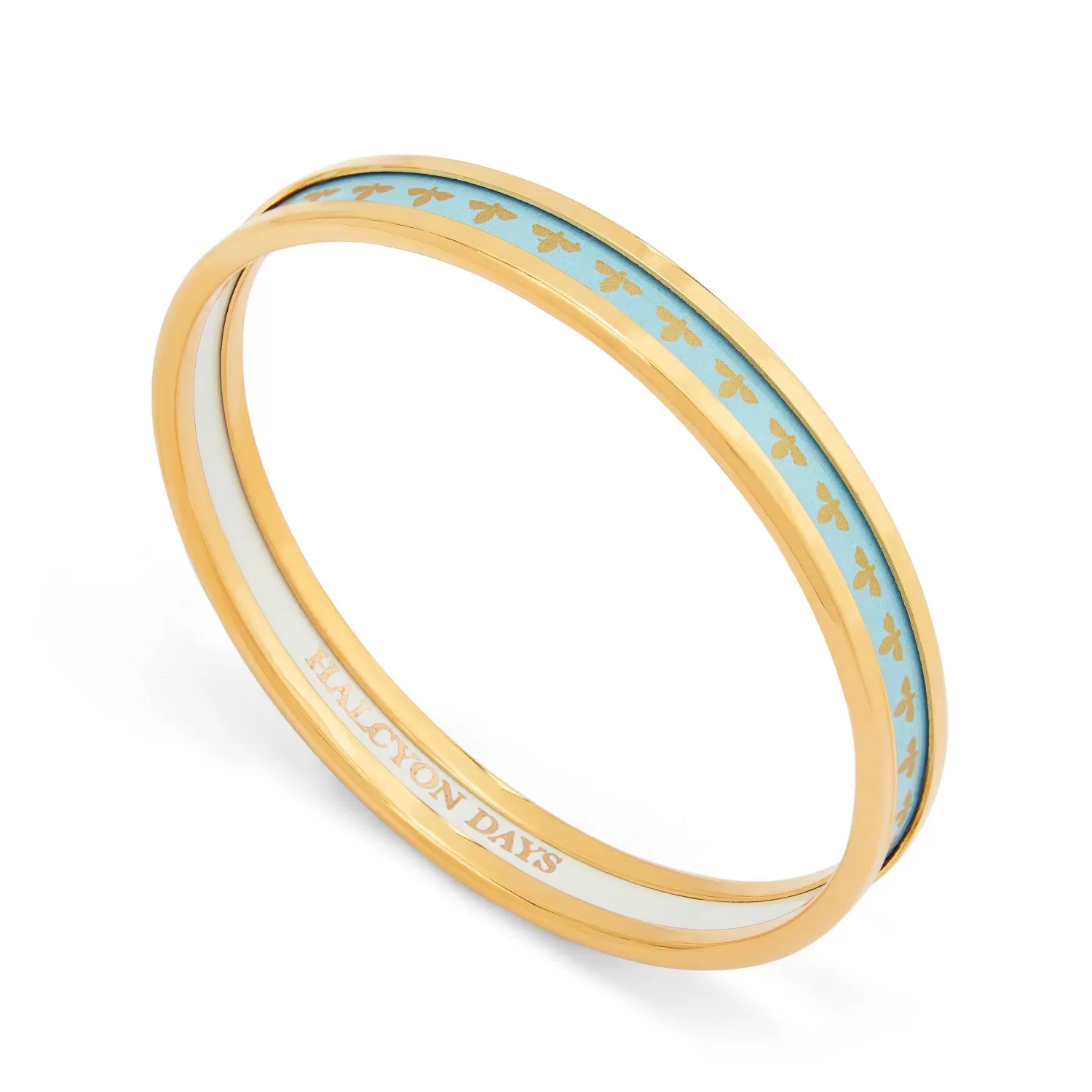 Halcyon Days Skinny Bee Forget-Me-Not Enamel Bangle | Cheap