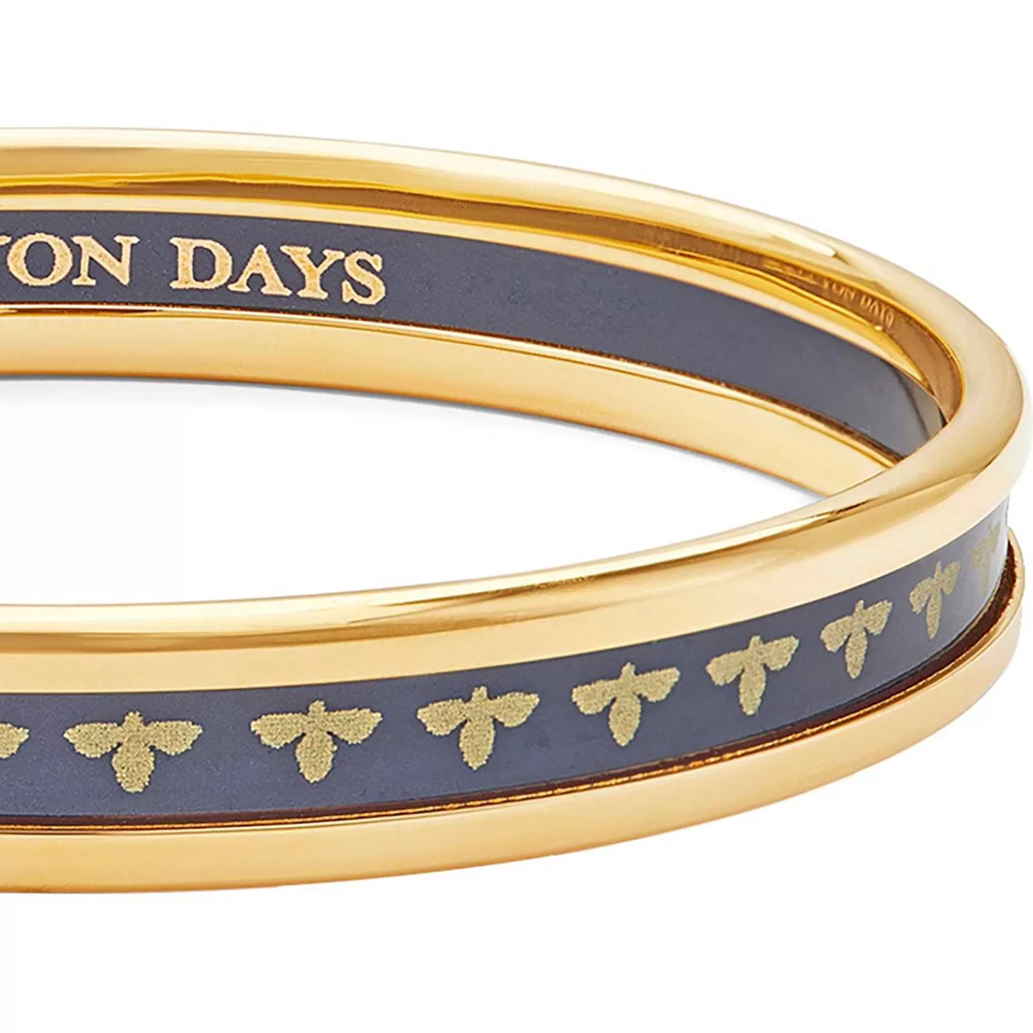 Halcyon Days Skinny Bee Navy & Gold Enamel Bangle | New