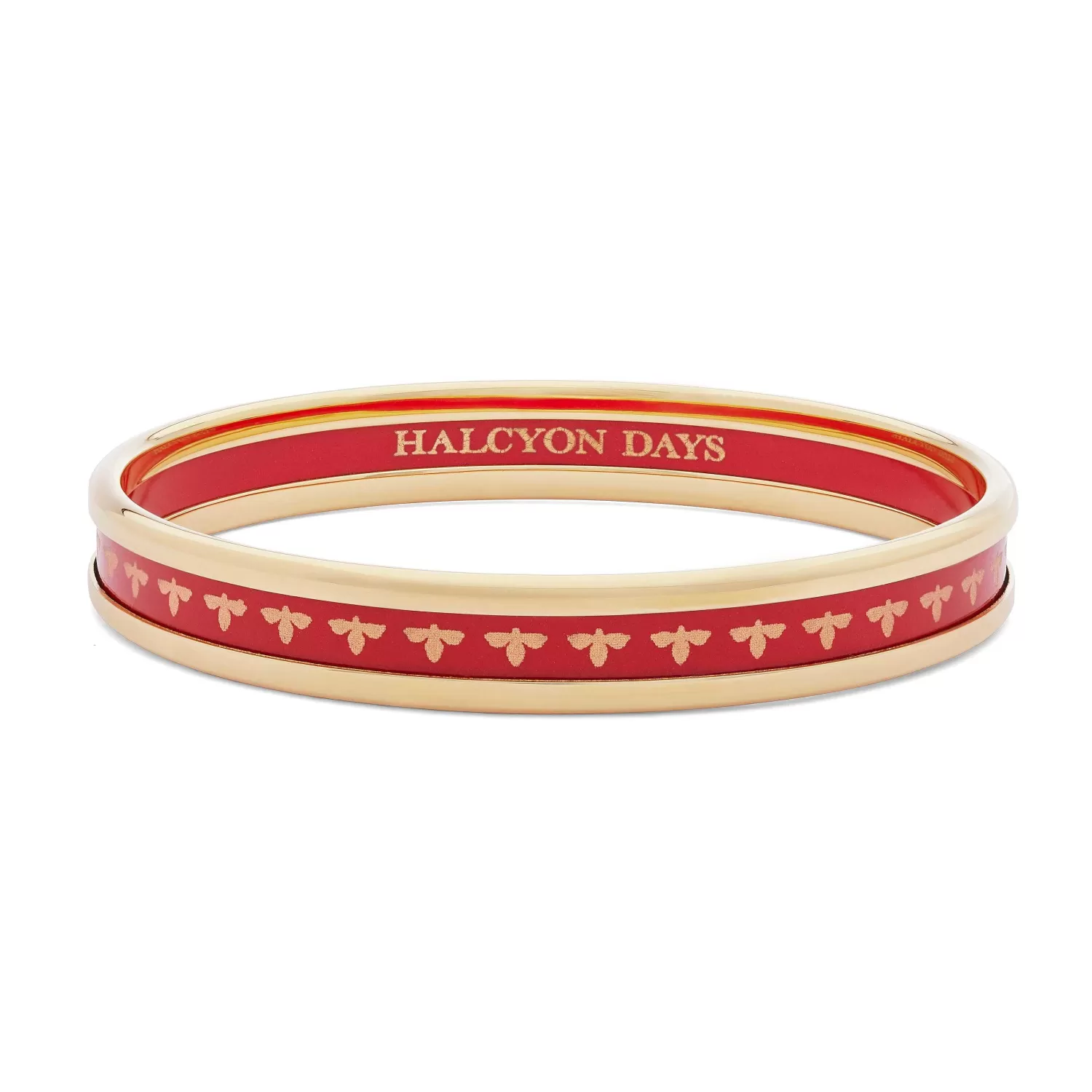 Halcyon Days Skinny Bee Red & Gold Enamel Bangle | Cheap