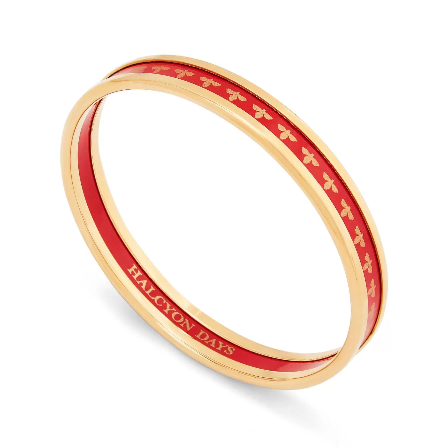 Halcyon Days Skinny Bee Red & Gold Enamel Bangle | Cheap