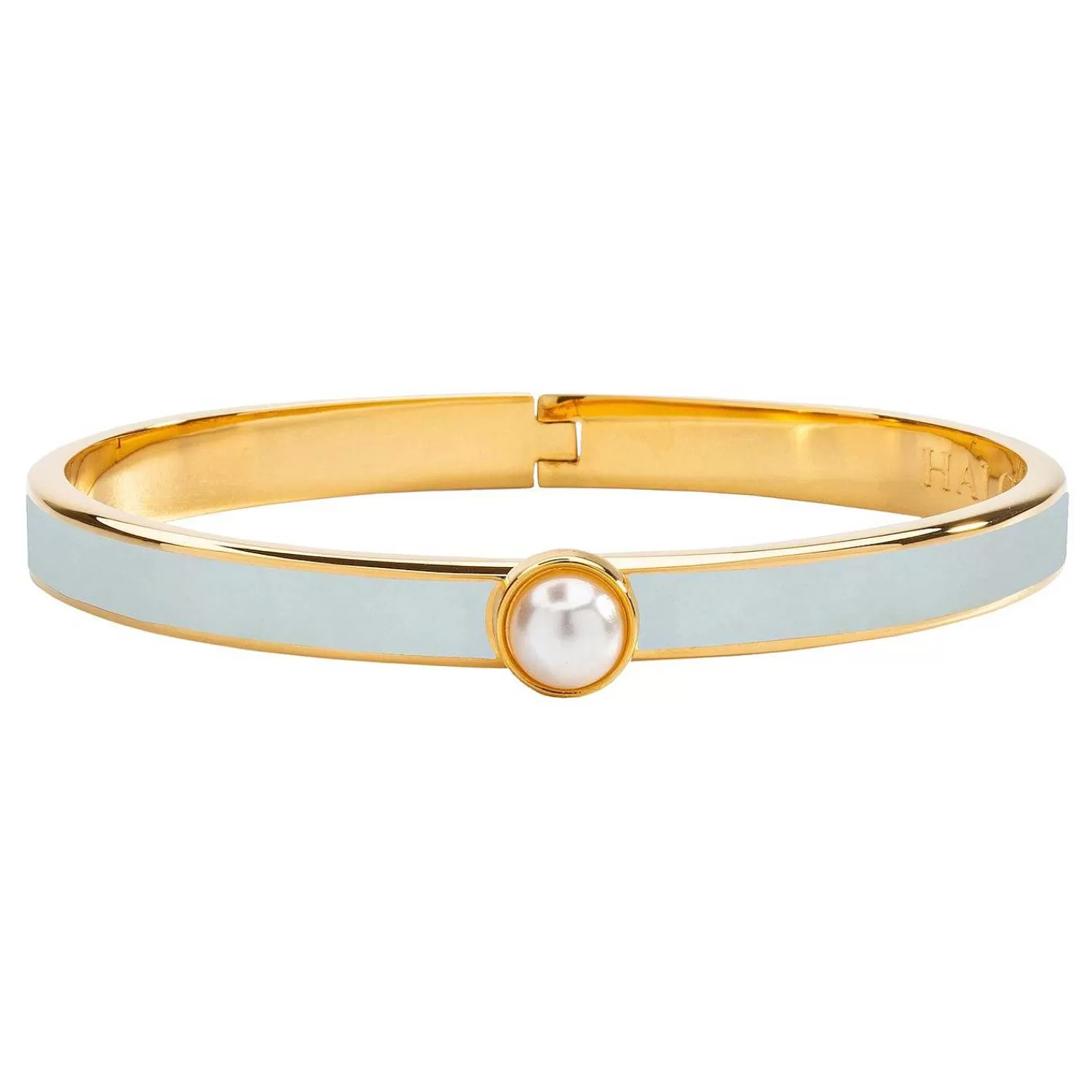 Halcyon Days Skinny Cabochon Pearl Forget-Me-Not & Gold Bangle Flash Sale