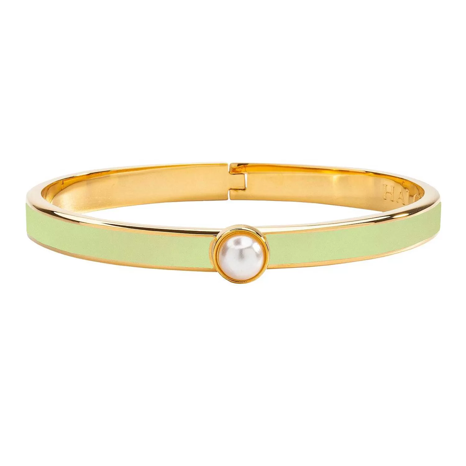 Halcyon Days Skinny Cabochon Pearl Meadow & Gold Bangle Fashion