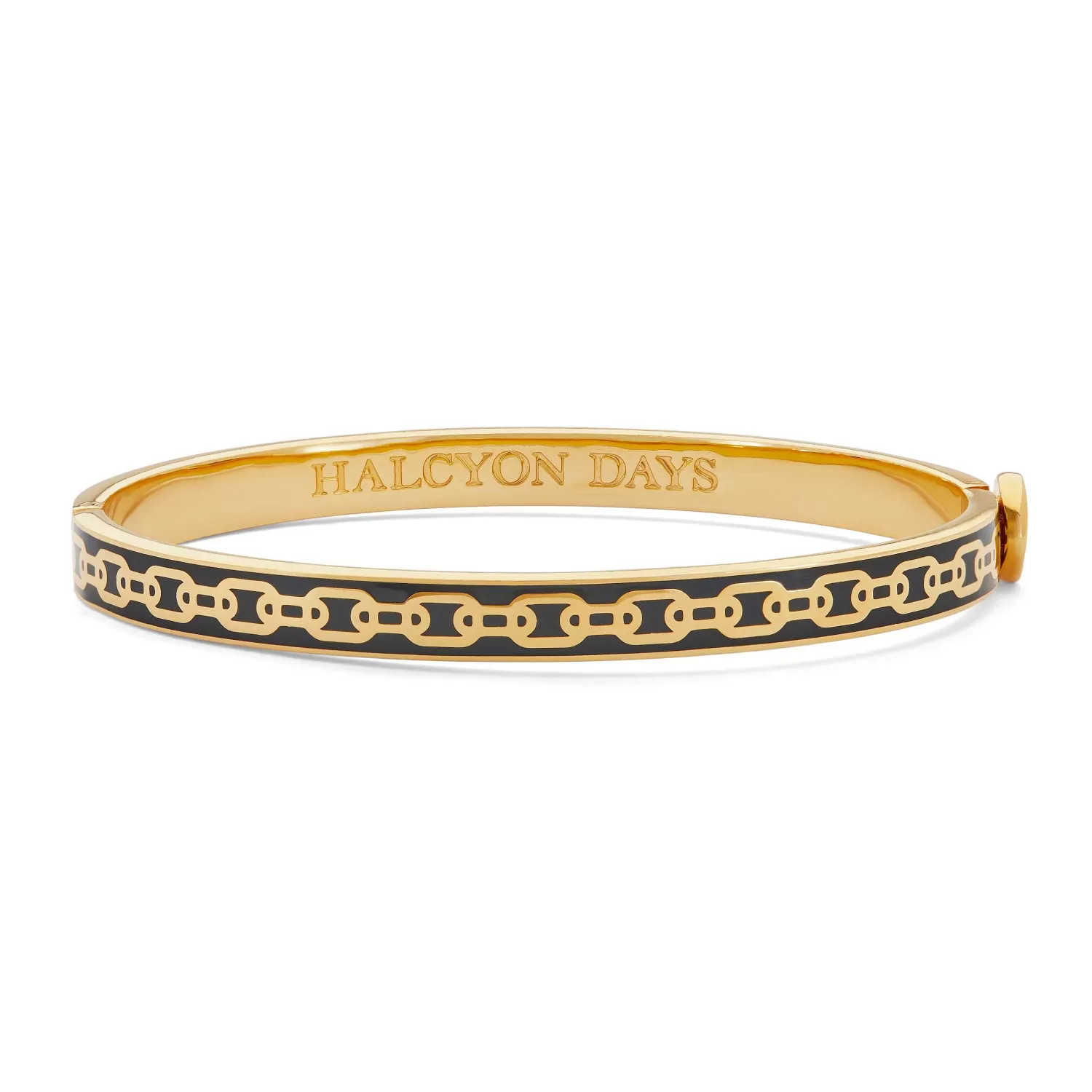 Halcyon Days Skinny Chain Black & Gold Bangle | Shop