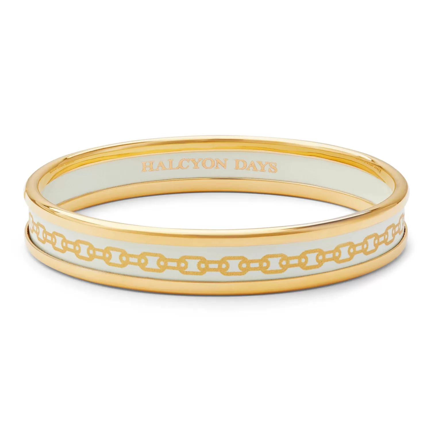Halcyon Days Skinny Chain Cream & Gold Enamel Bangle Discount