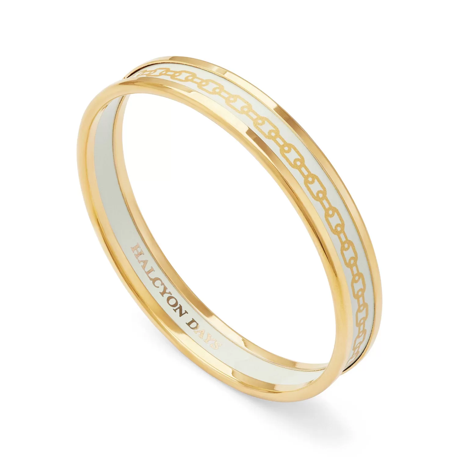 Halcyon Days Skinny Chain Cream & Gold Enamel Bangle Discount