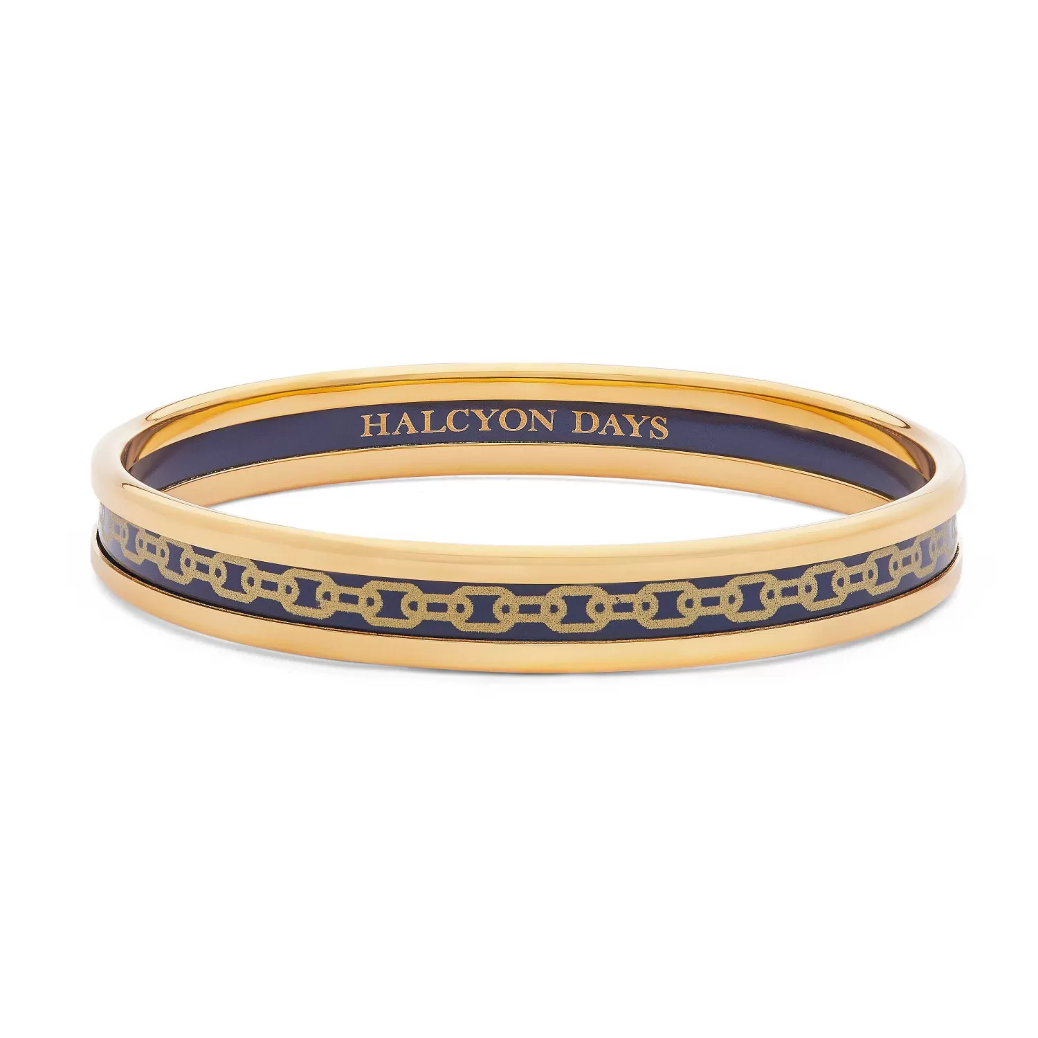 Halcyon Days Skinny Chain Navy & Gold Enamel Bangle Discount