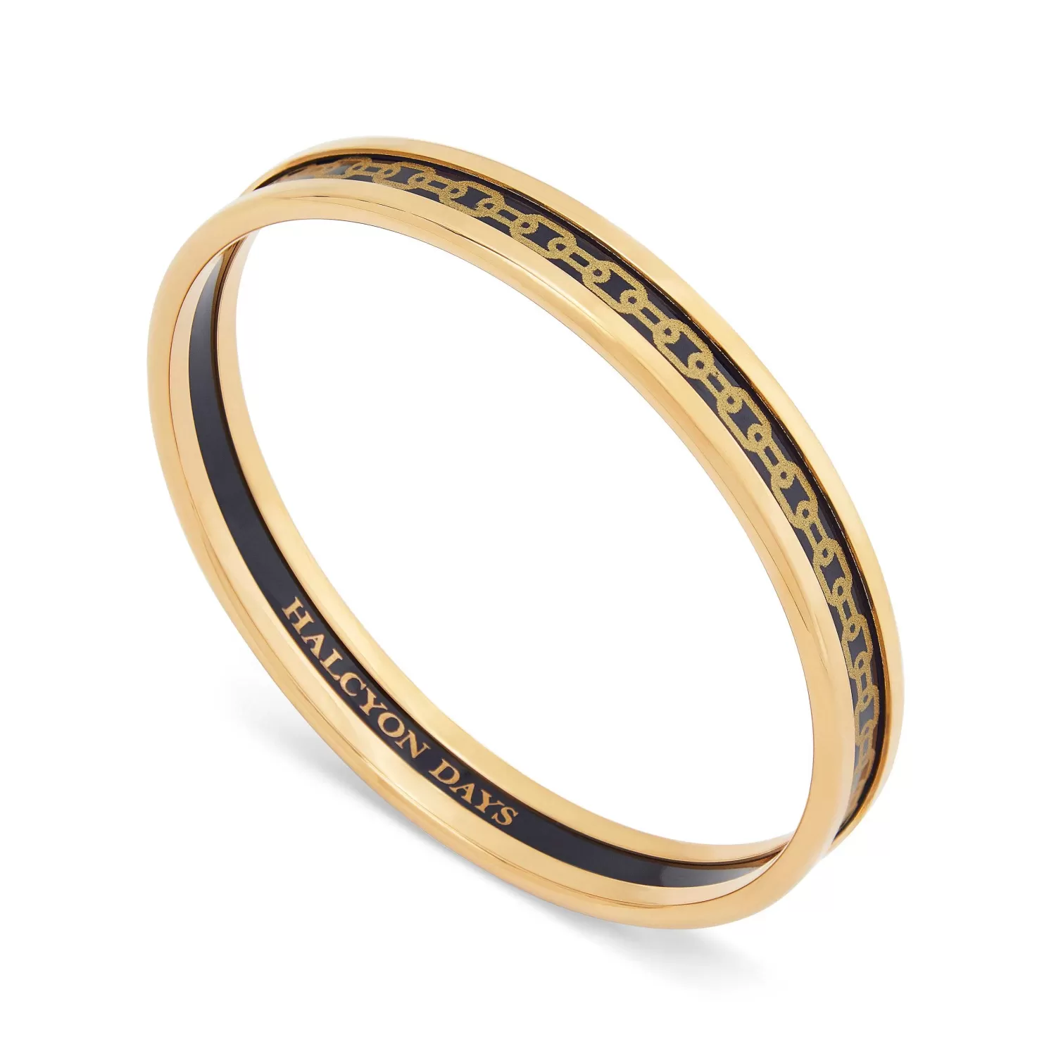 Halcyon Days Skinny Chain Navy & Gold Enamel Bangle Discount