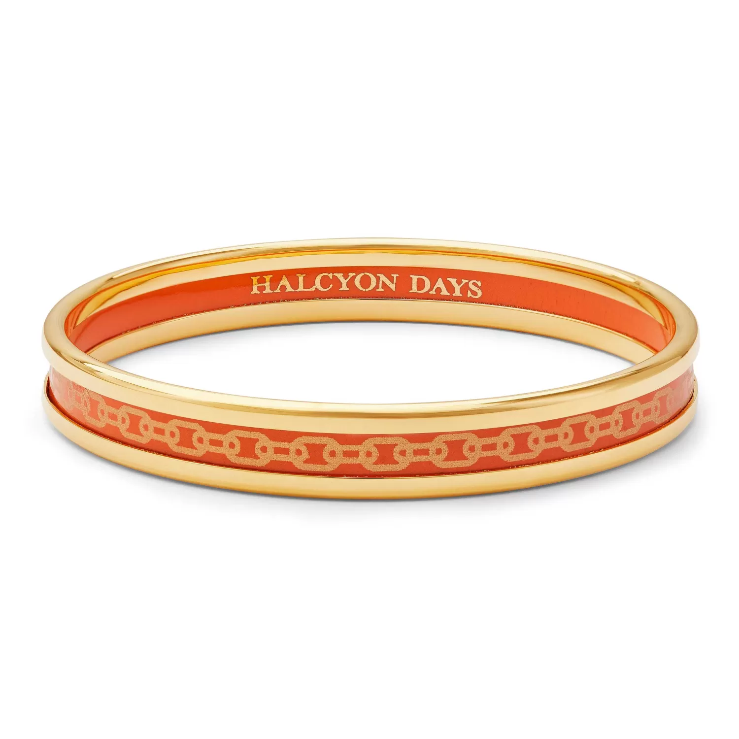 Halcyon Days Skinny Chain Orange & Gold Enamel Bangle Shop