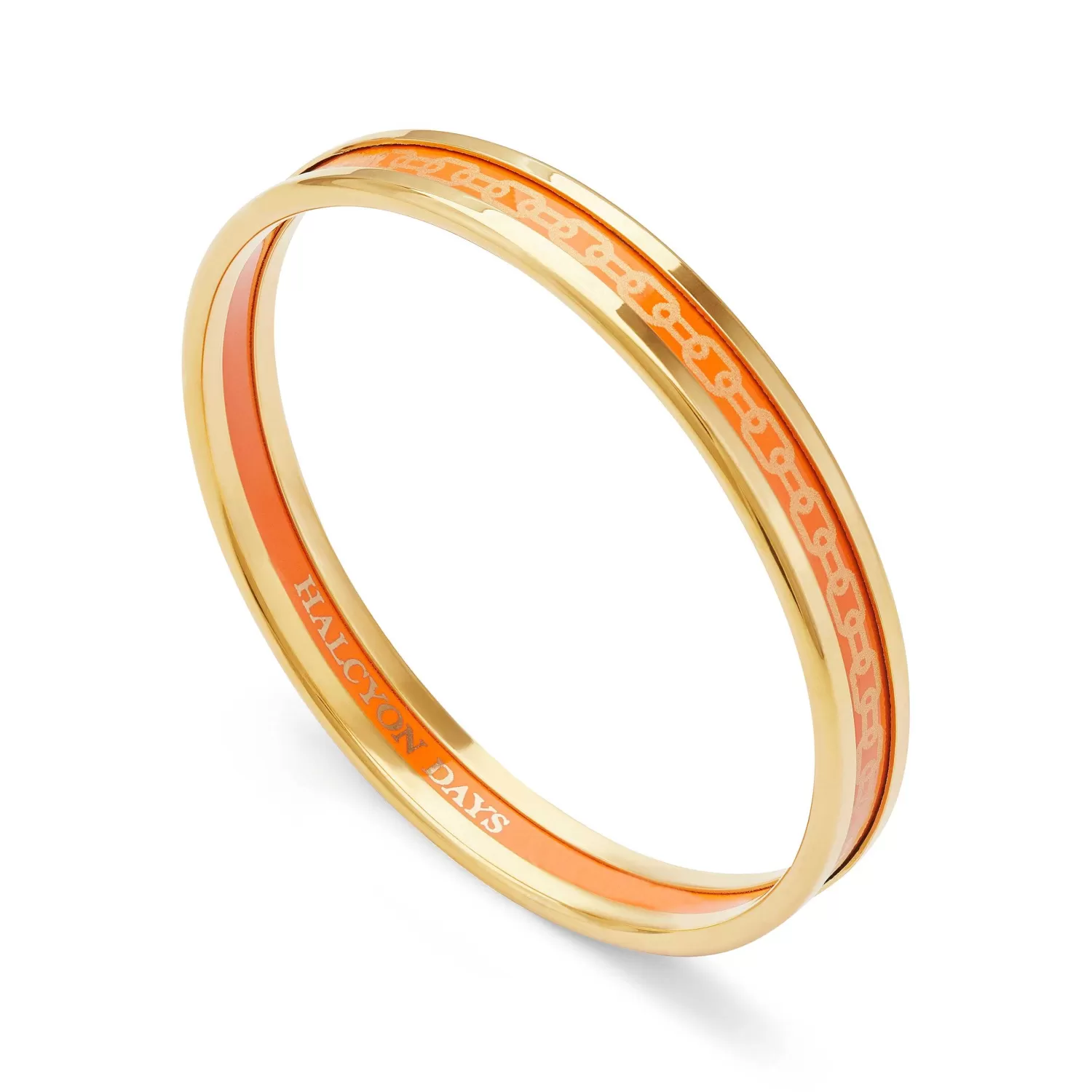 Halcyon Days Skinny Chain Orange & Gold Enamel Bangle Shop