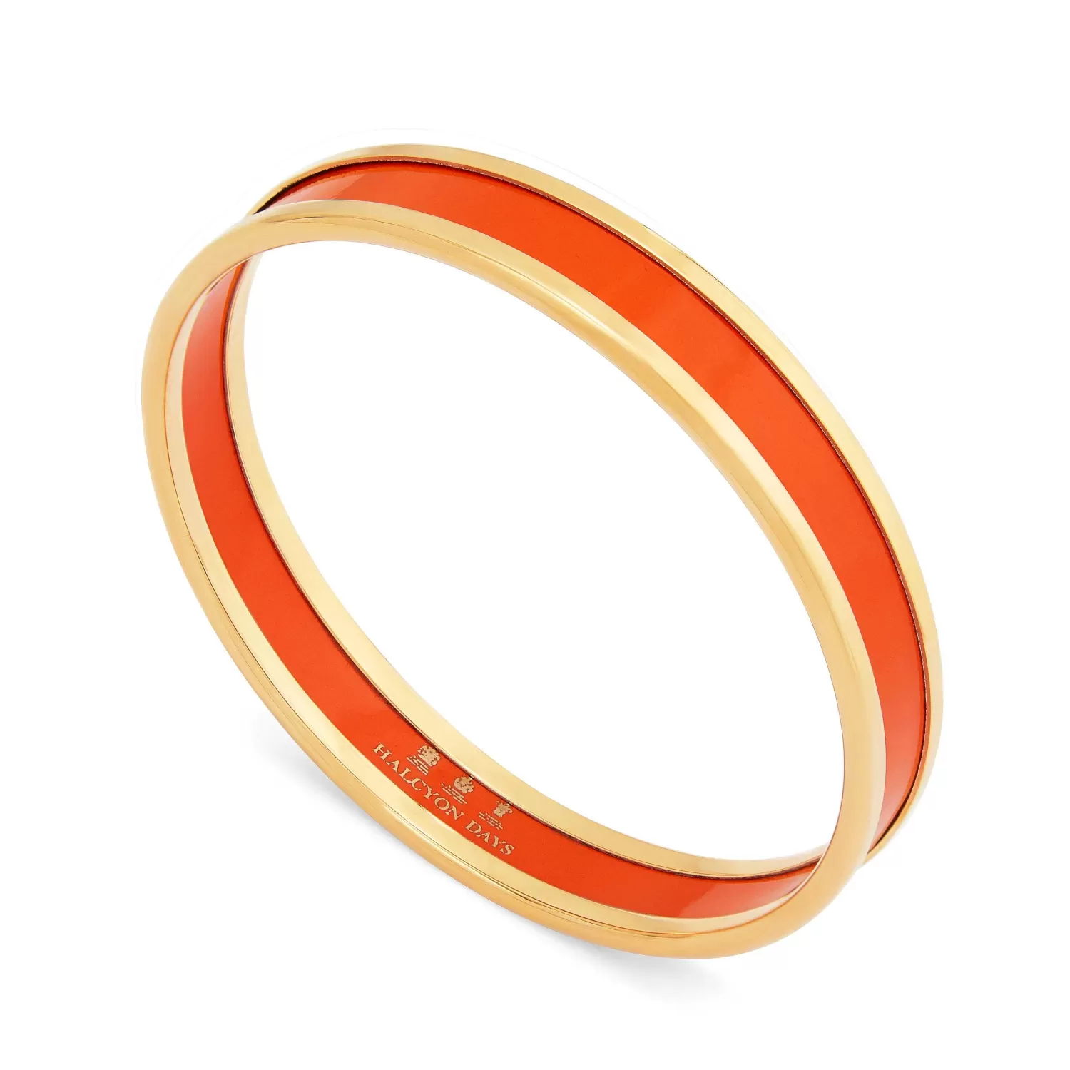 Halcyon Days Skinny Orange & Gold Enamel Bangle | Store