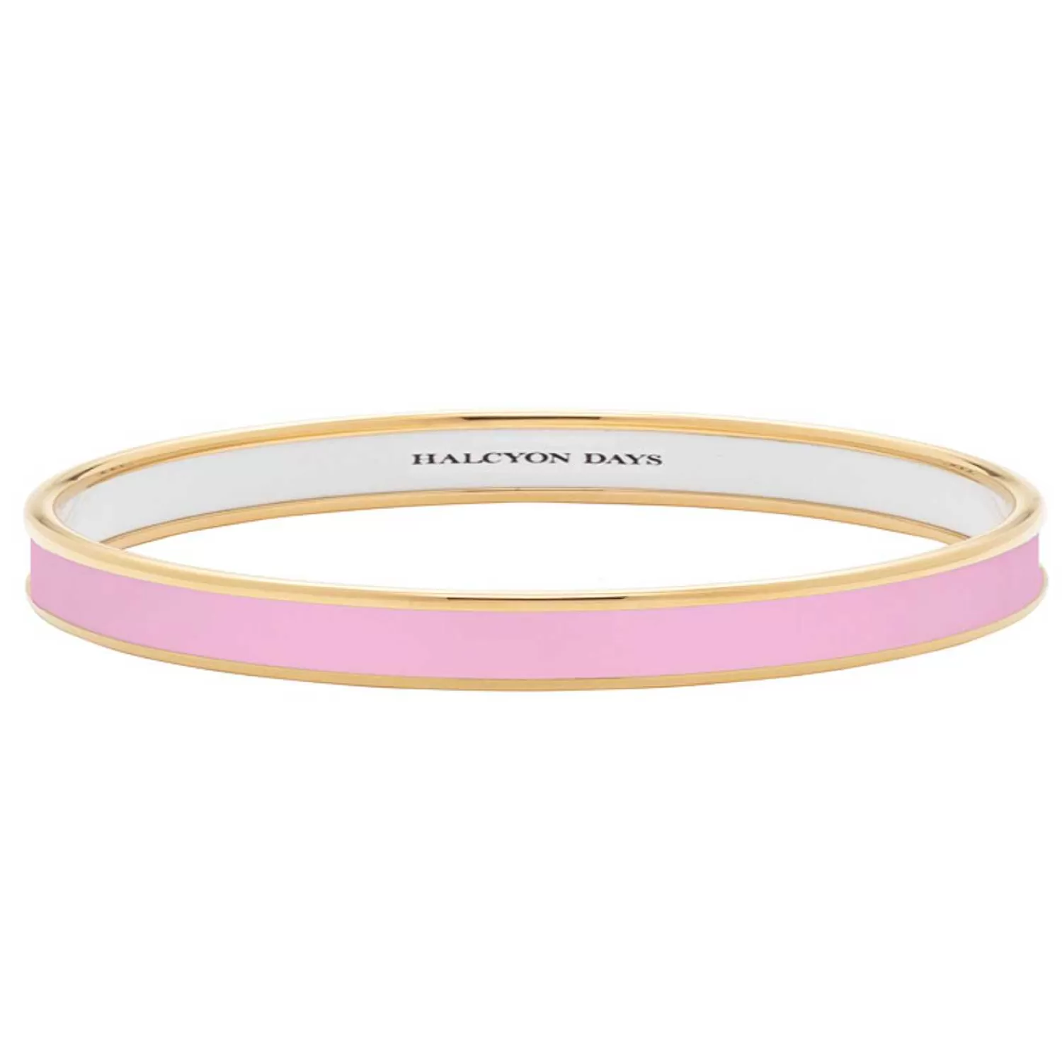 Halcyon Days Skinny Pale Pink & Gold Enamel Bangle | Cheap