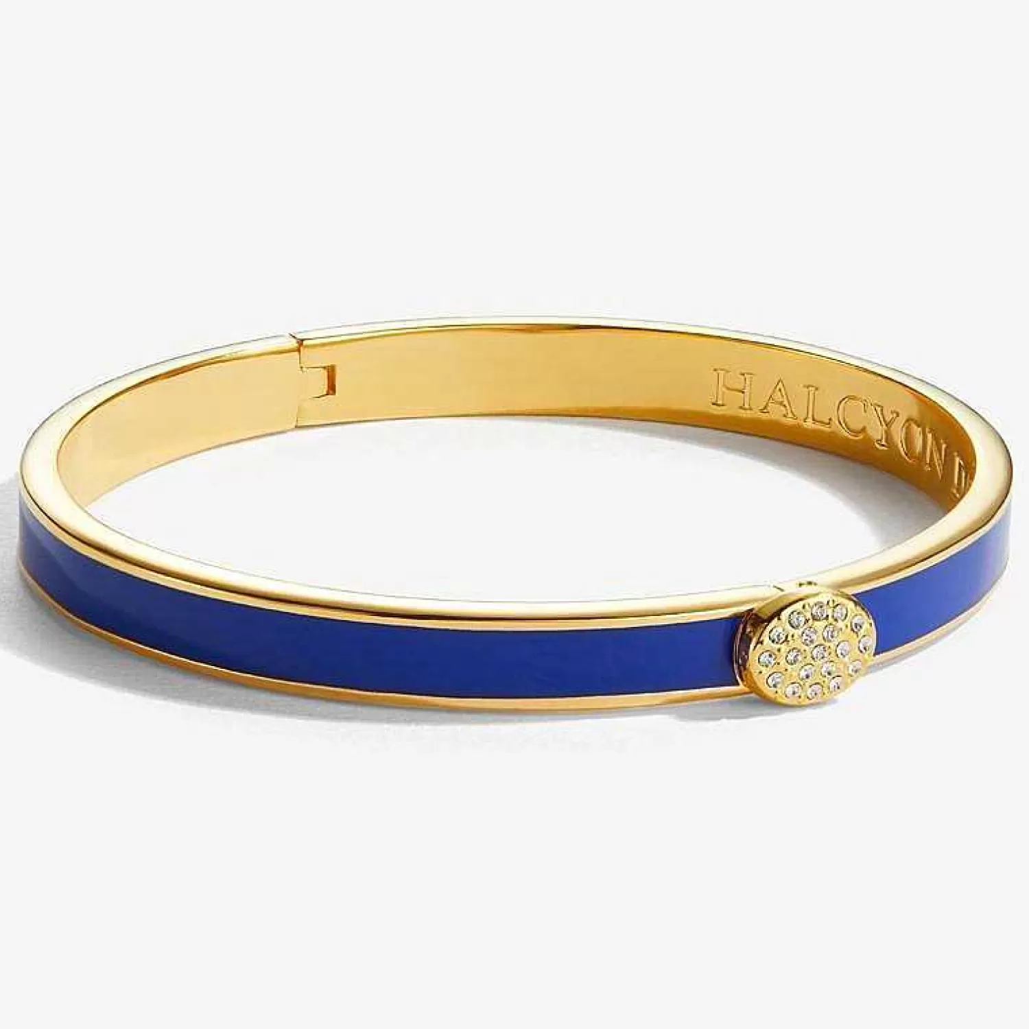 Halcyon Days Skinny Pave Button Cobalt & Gold Bangle | Sale