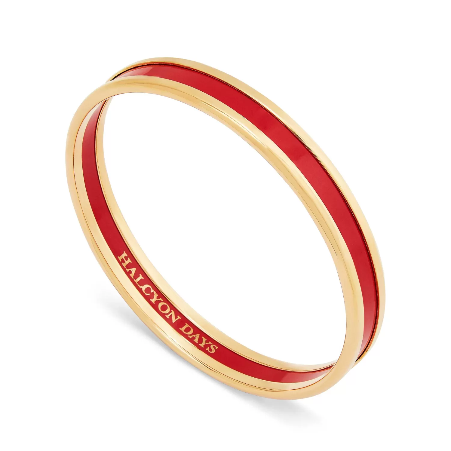 Halcyon Days Skinny Red & Gold Enamel Bangle | Discount