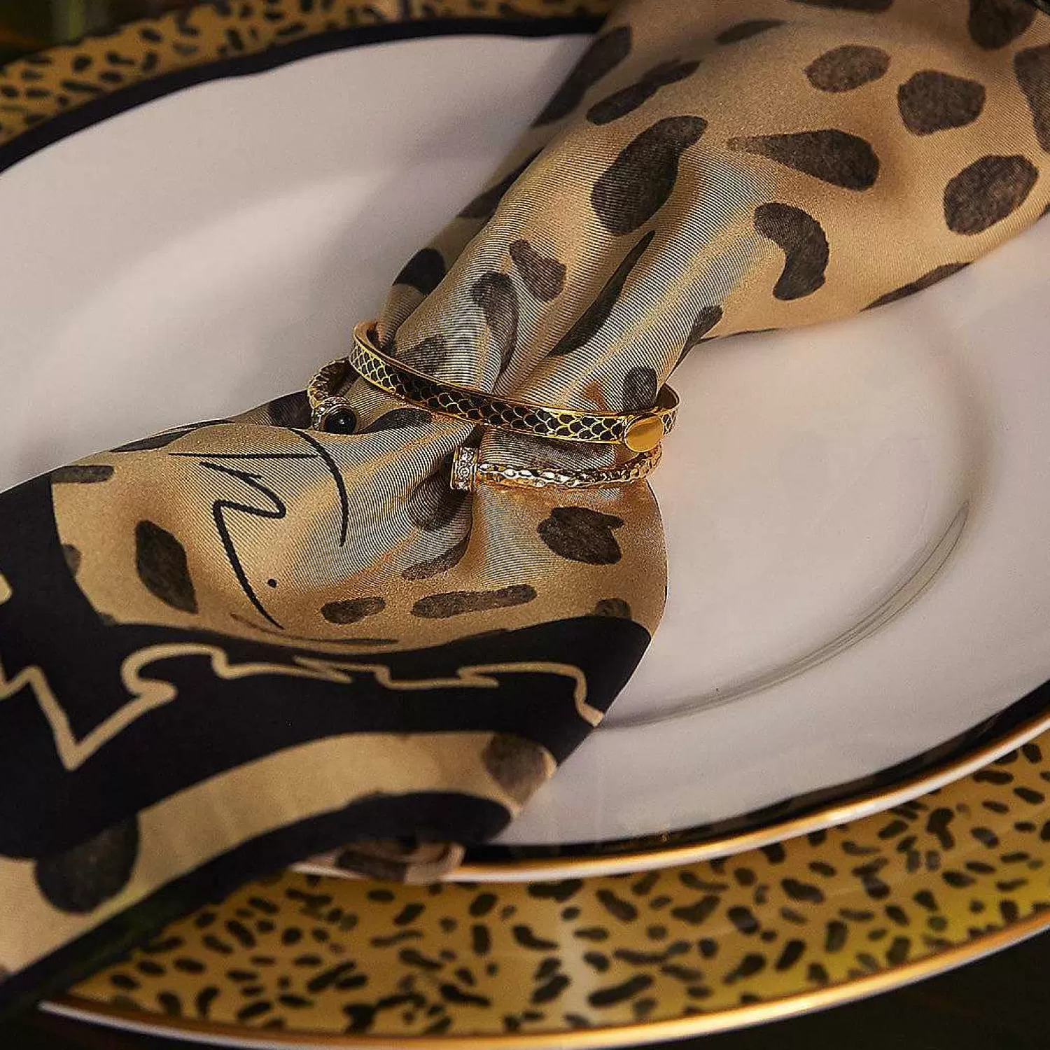 Halcyon Days Skinny Salamander Black & Gold Bangle | Best