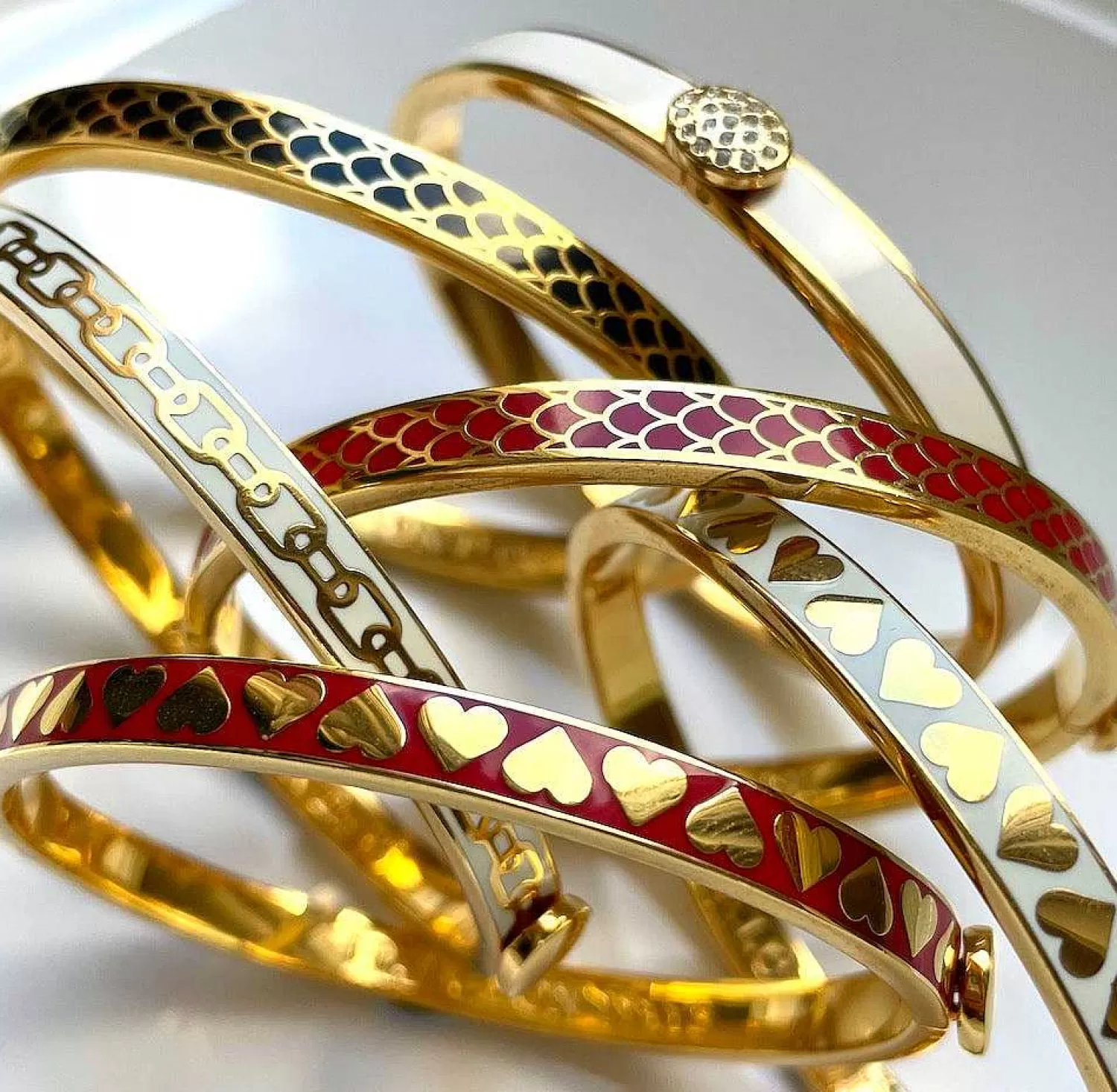 Halcyon Days Skinny Salamander Red & Gold Bangle | Shop