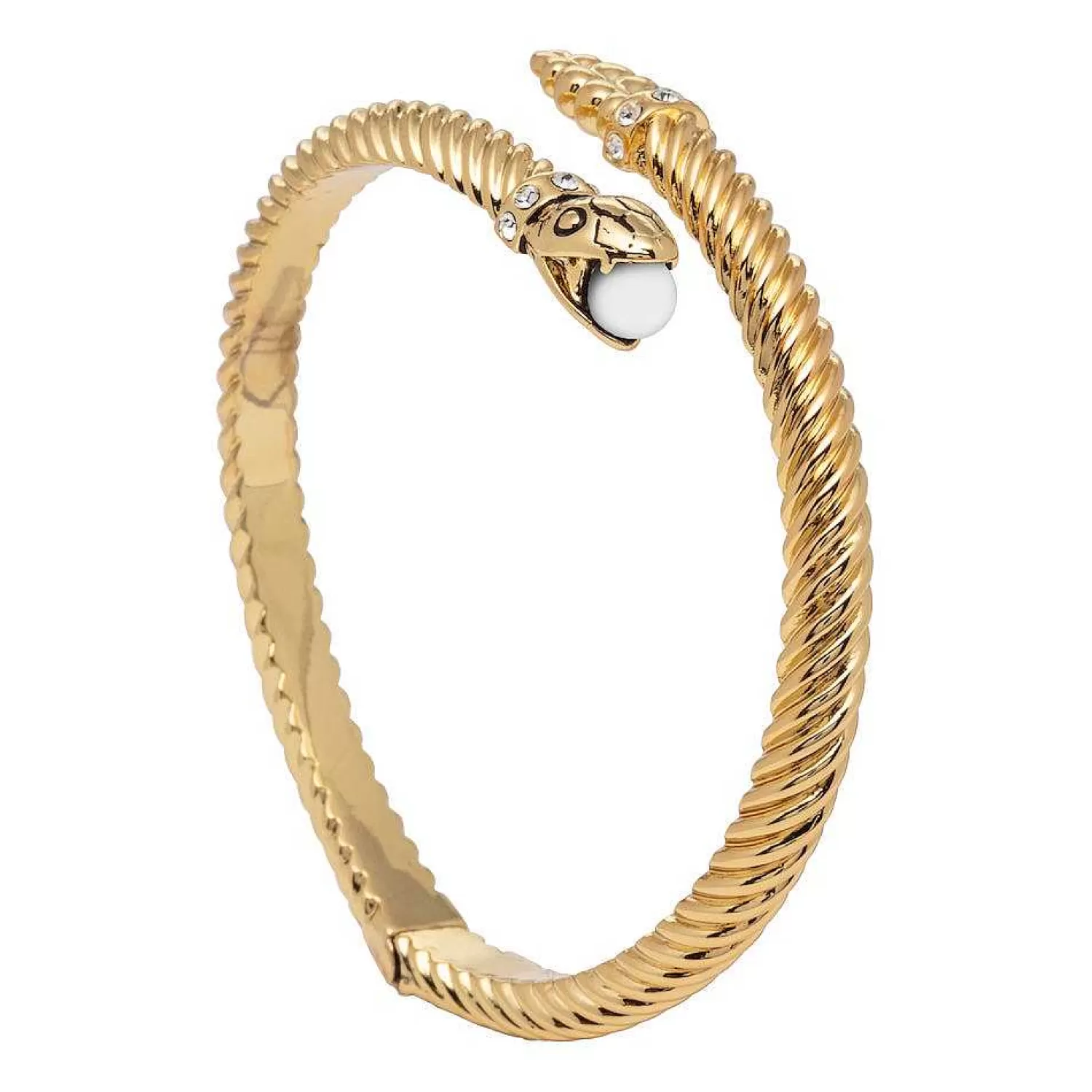 Halcyon Days Snake Twist Cream & Gold Bangle | Hot