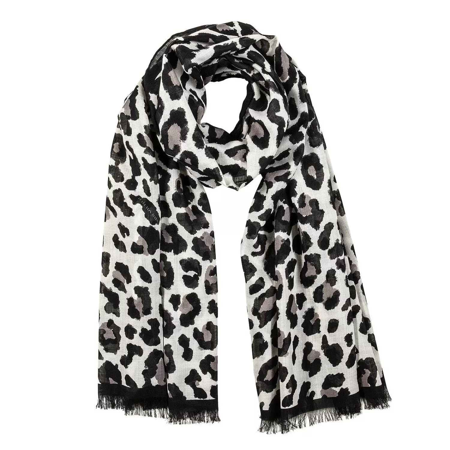 Halcyon Days Snow Leopard Print Wool Silk Scarf | Store