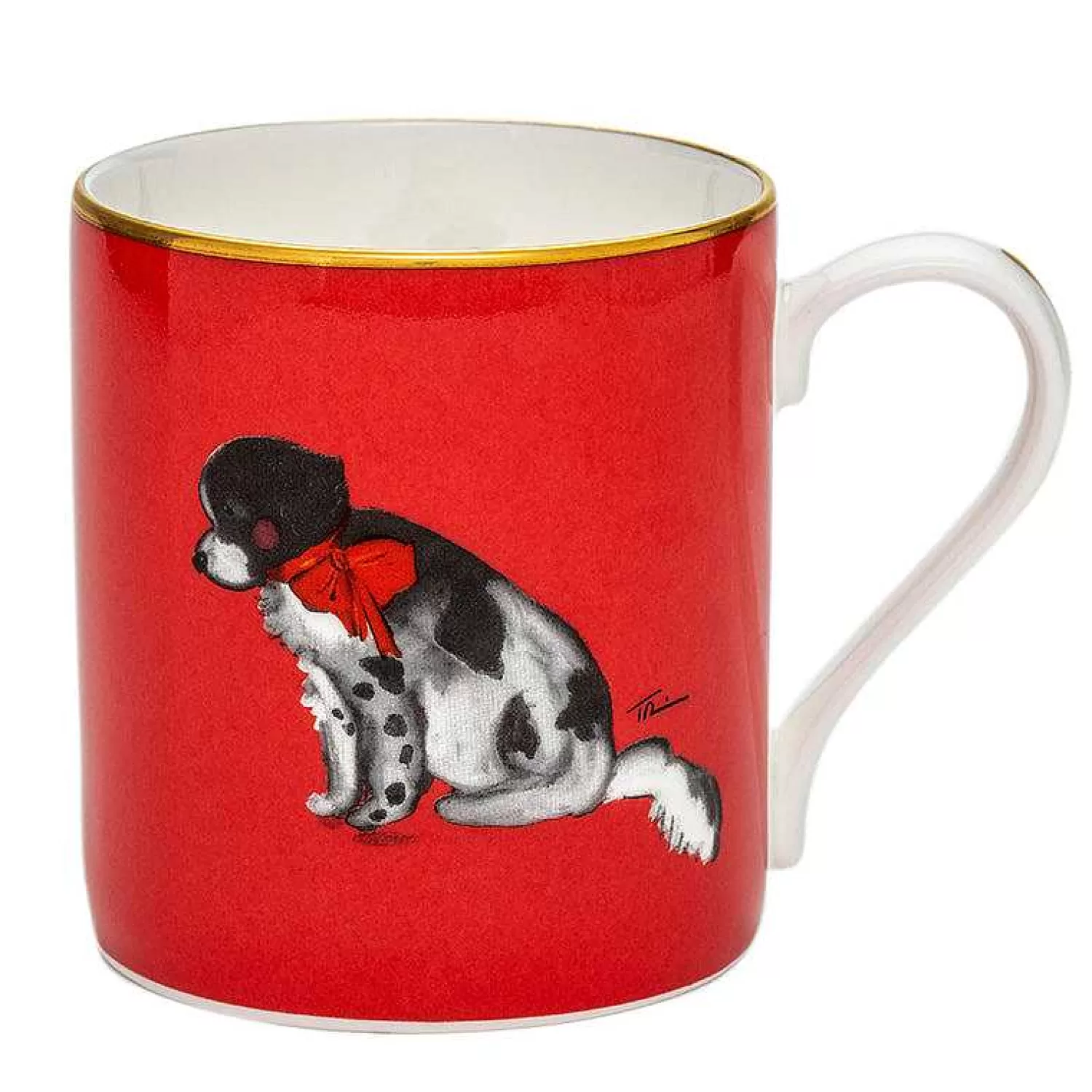 Halcyon Days Spotty Dog Red Fine Bone China Mug, Tug Rice Clearance