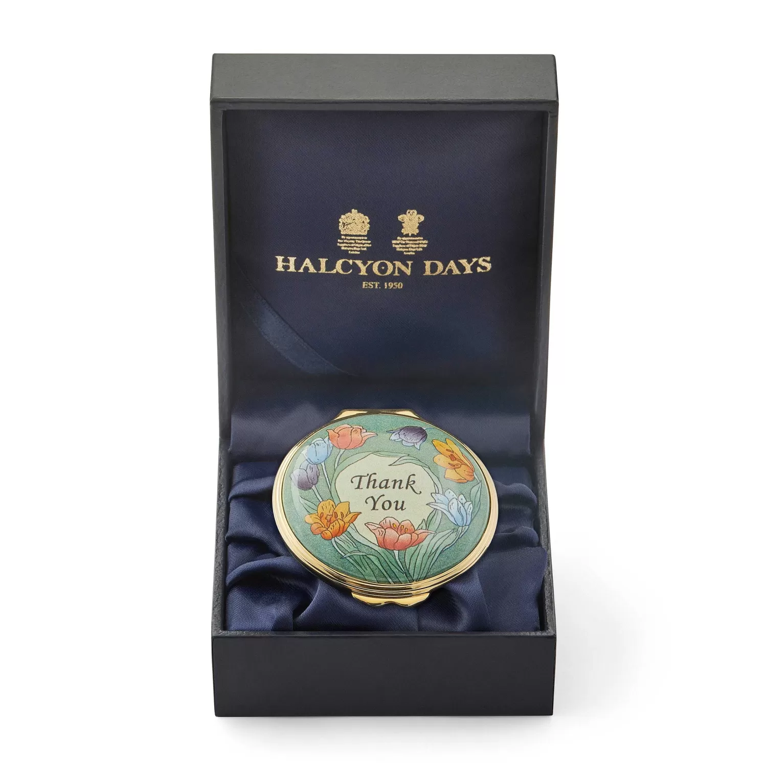 Halcyon Days Thank You Green Enamel Box | New
