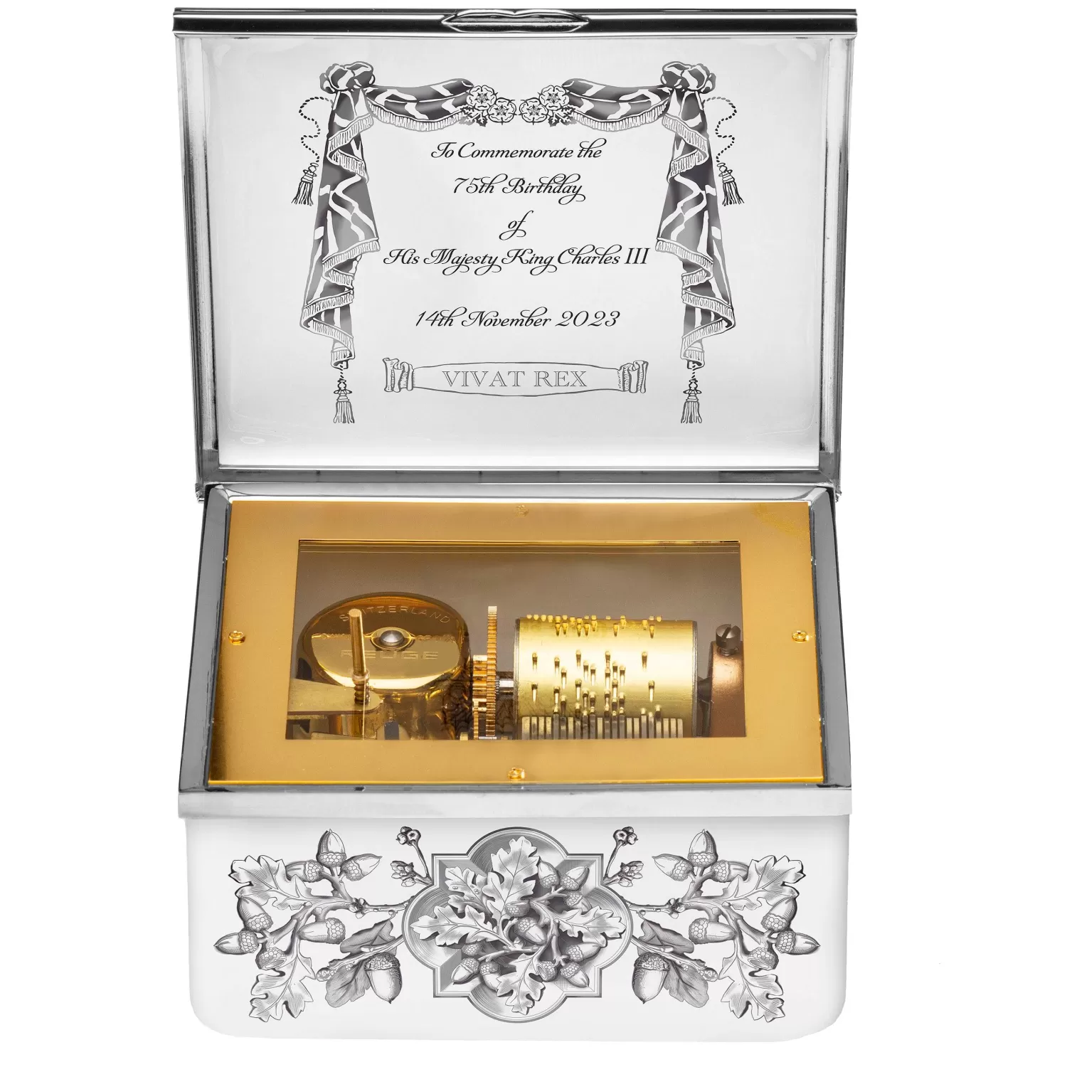 Halcyon Days The 75Th Birthday Of His Majesty King Charles Iii Musical Box Flash Sale