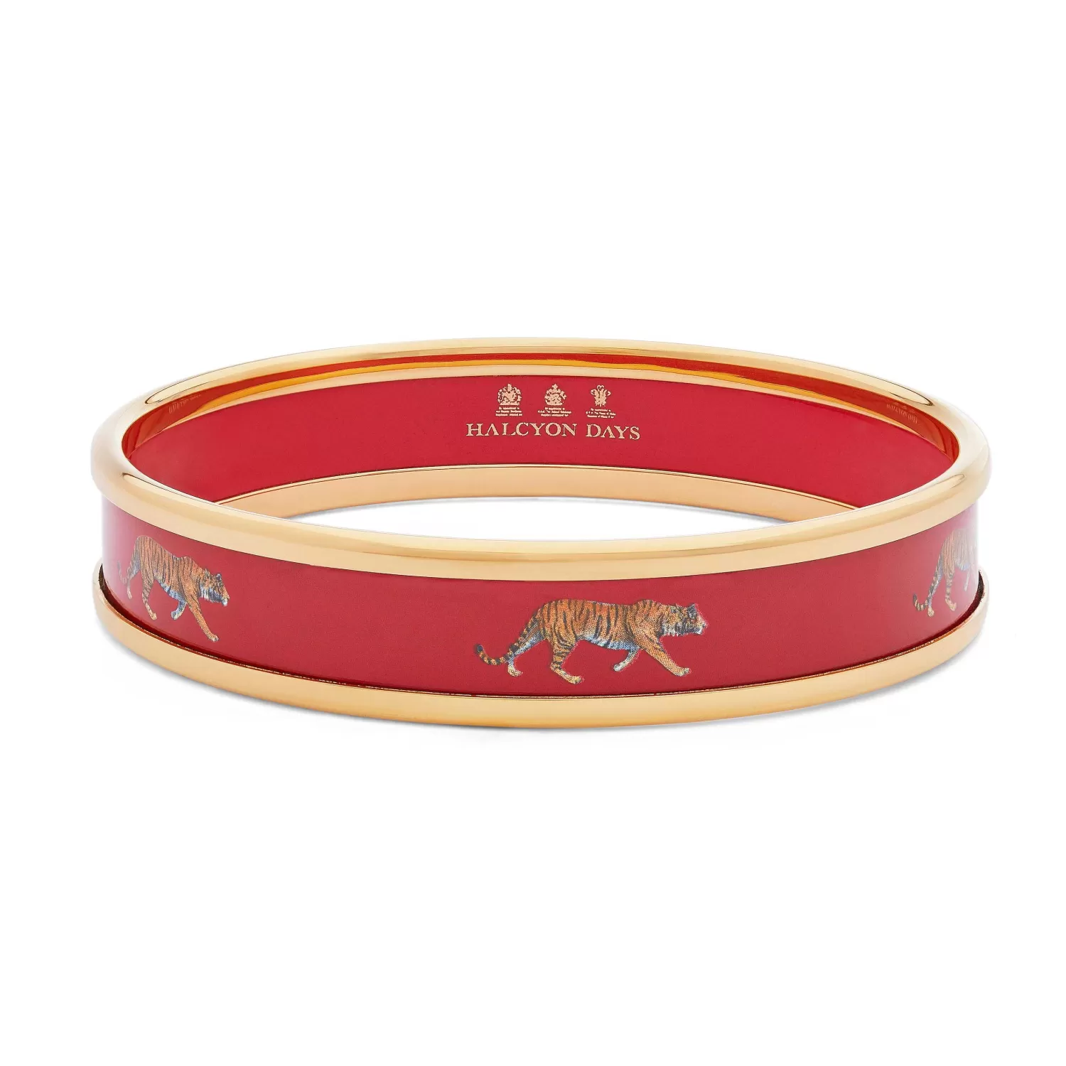 Halcyon Days Tiger Enamel Bangle In Red & Gold | Store