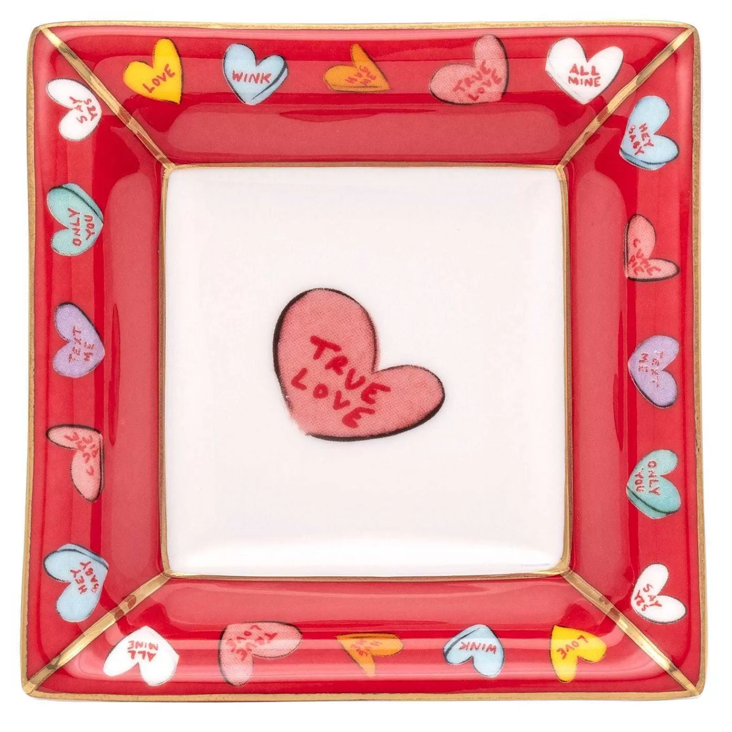 Halcyon Days True Love Red Square Trinket Tray | Shop