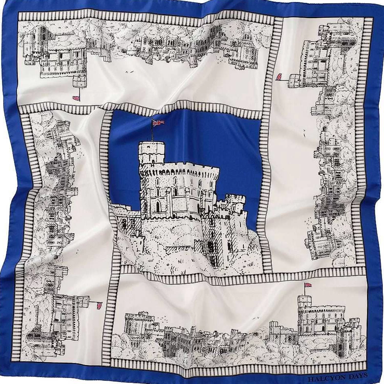 Halcyon Days Windsor Castle Blue Silk Scarf | Sale